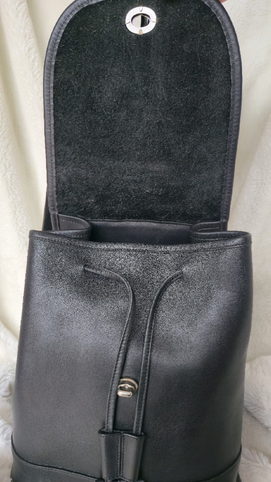 COACH 9791 Black Leather Nickel Turn Lock Zip Pockets Backpack Adj. Straps