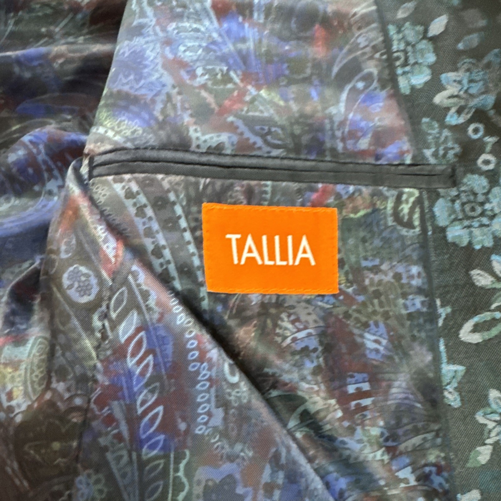 Tallia Blazer Mens Sz 42R Slim Fit Blue Paisley Formal Sport Coat Evening Jacket