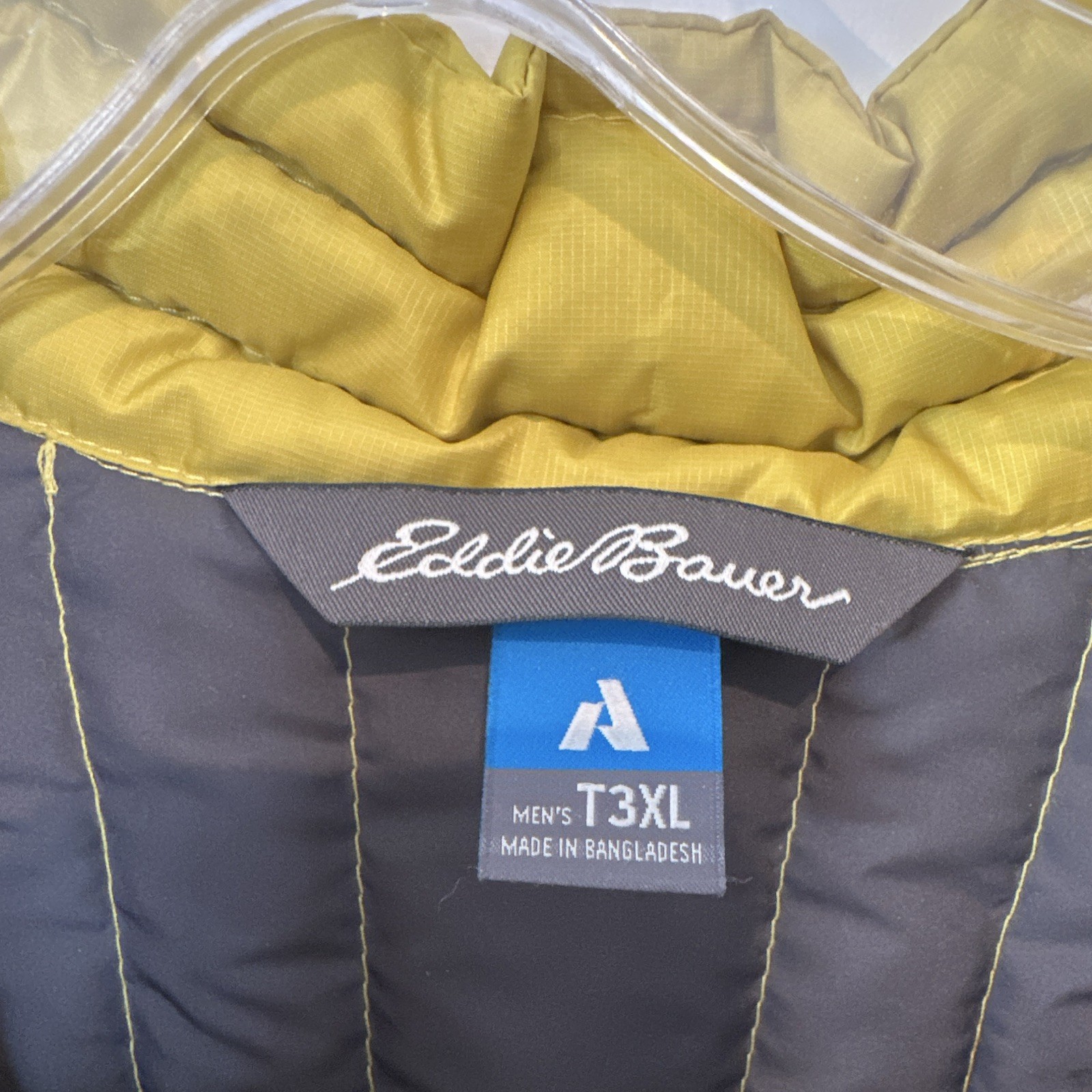 Eddie Bauer Men’s T3XL Down Puffer Vest Full Zip Pockets Chartreuse/Gray.