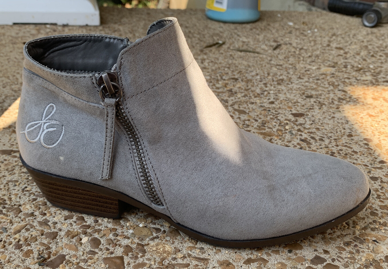 Sam Edelman Girls Suede Ash Gray Ankle Boots Size Kids 3.