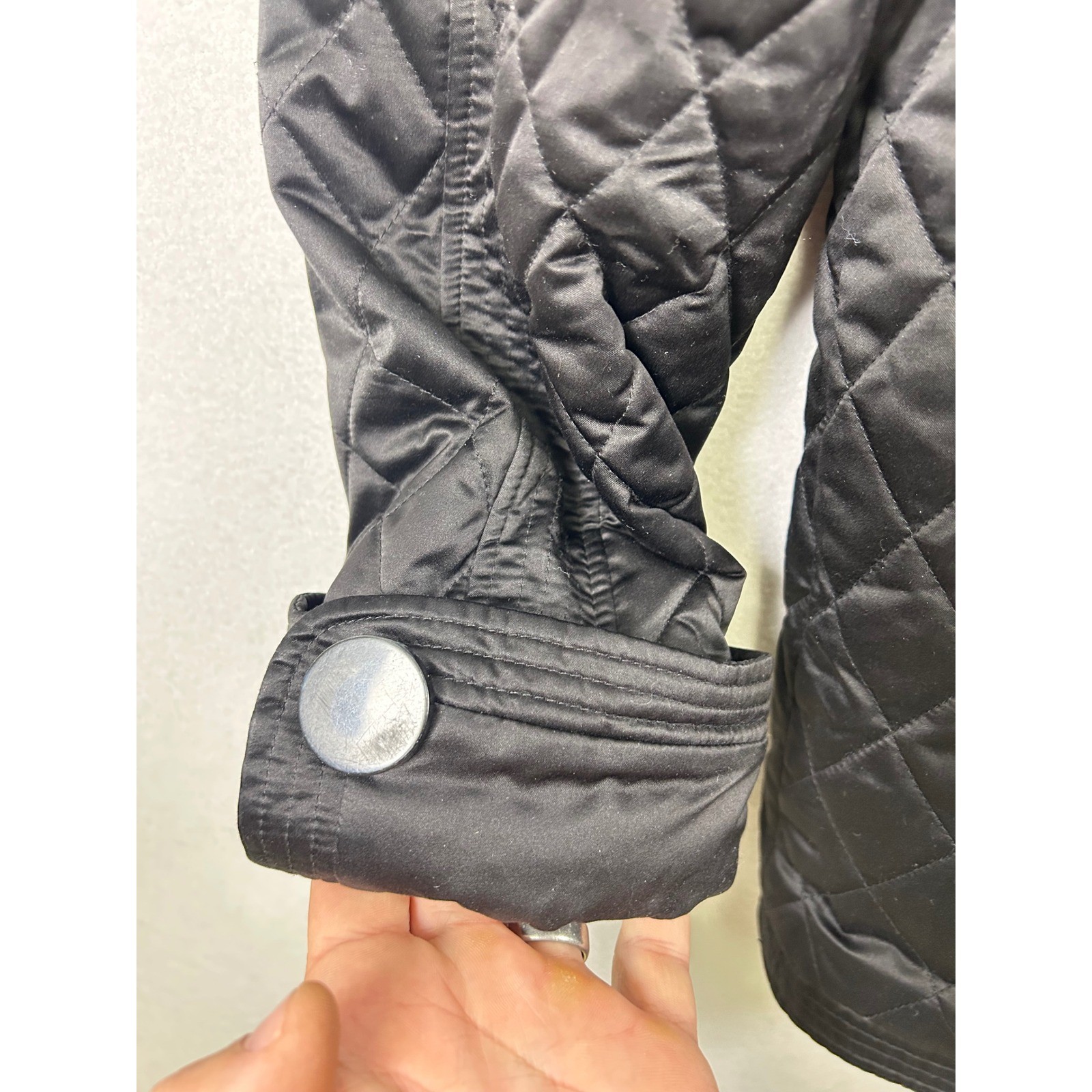 Classic Jones New York Quilted Snap Button Jacket Black Size Large