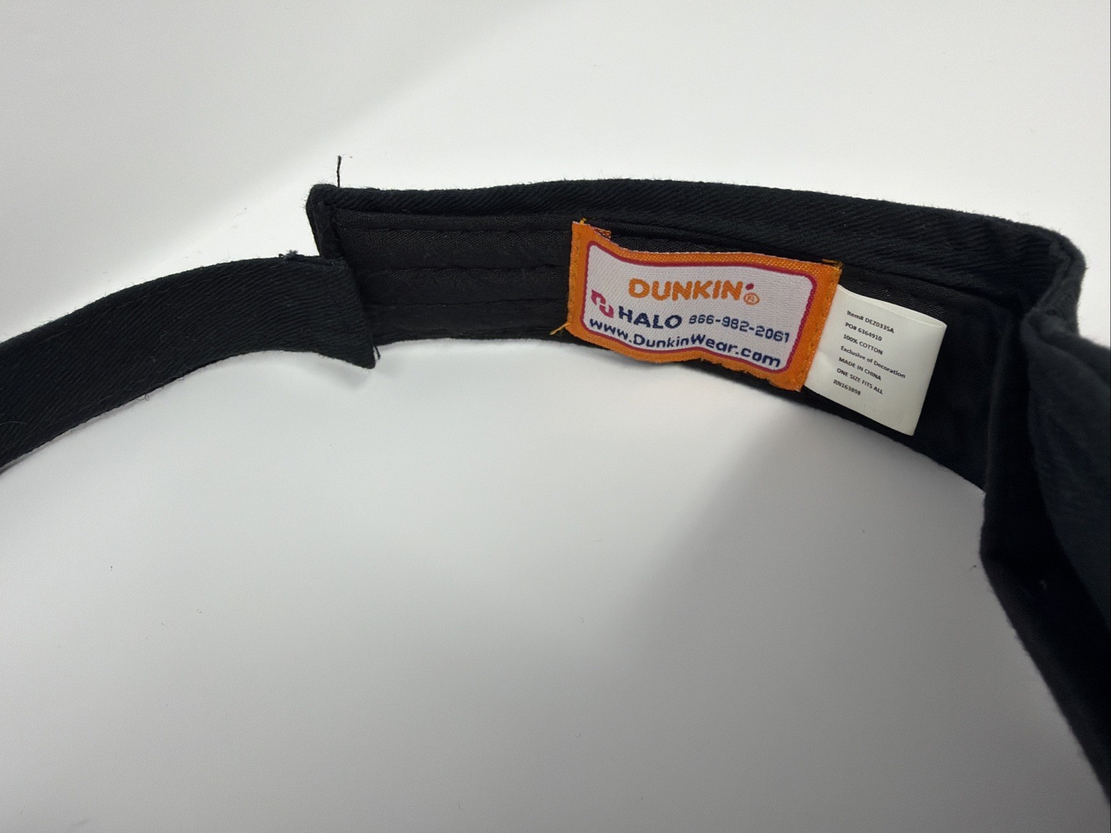 DUNKIN’ Dunkin’ Donuts Employee Uniform Visor Hat OSFA Black Cotton Embroidered