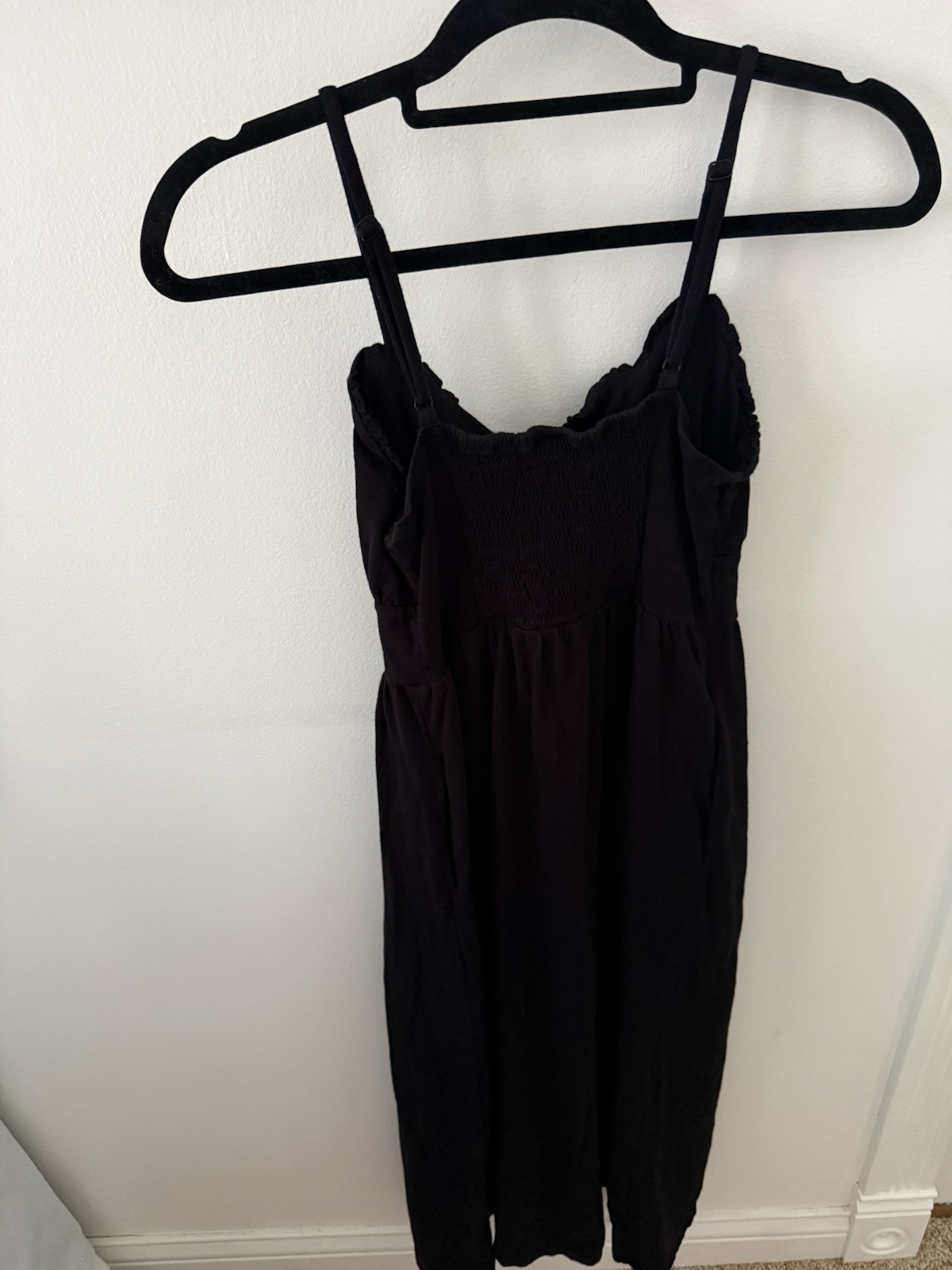 Old Navy Black Smocked Ruffle Sundress Sweetheart Neck Spaghetti Straps S
