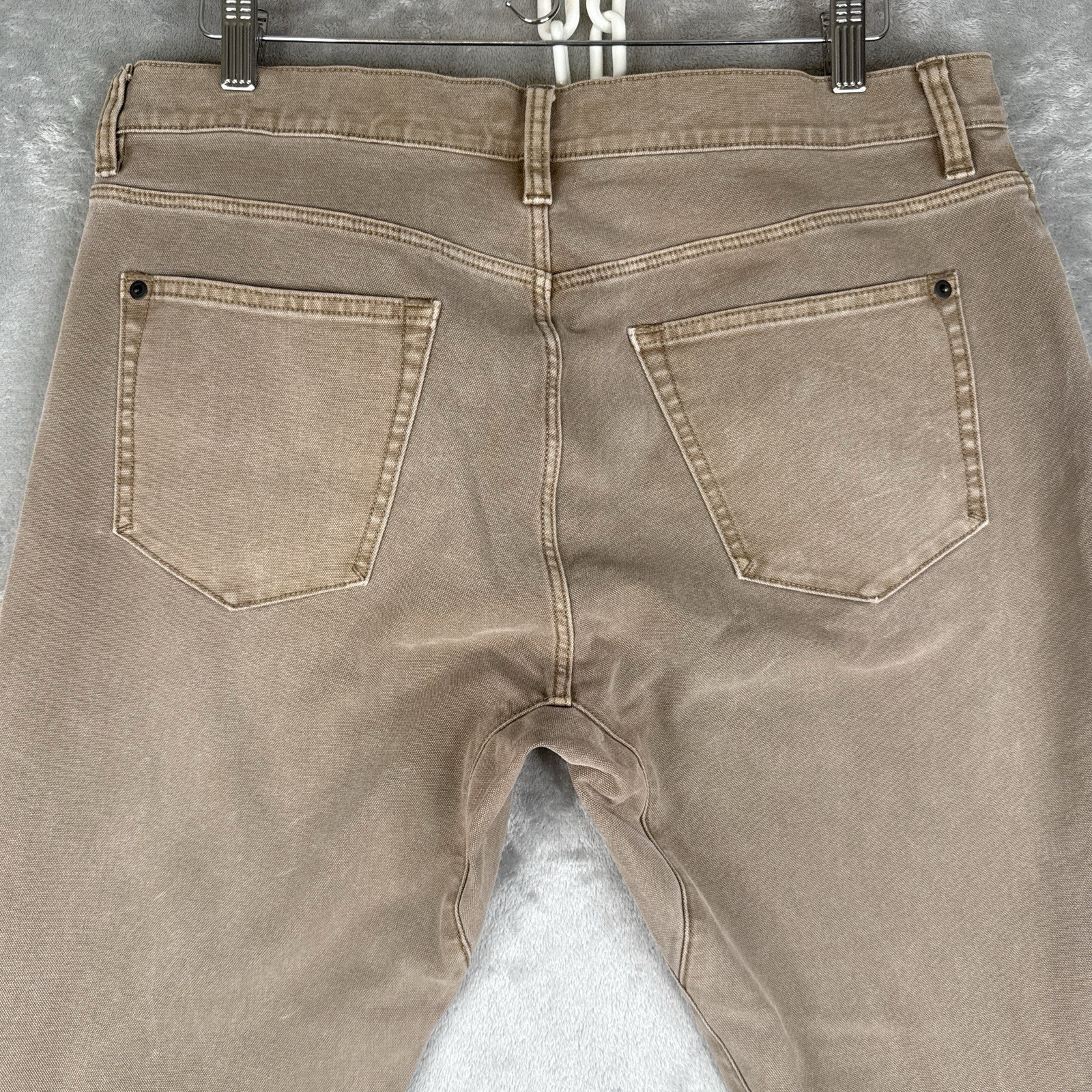 Proof Huckberry Rover Pants Mens 35×31 Slim Fit Brown Stretch Canvas Chino Work*