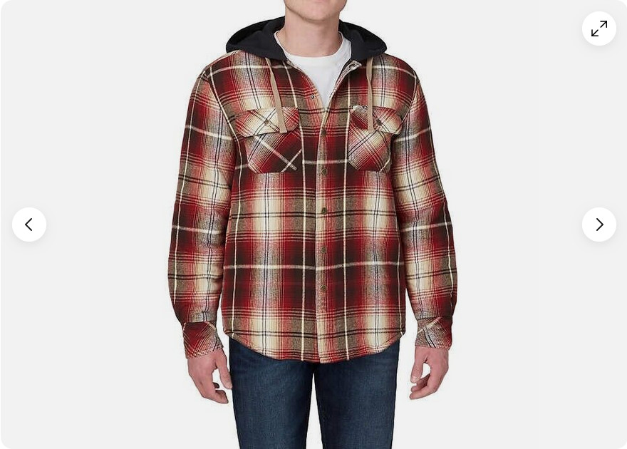 Legendary Outfitters Men’s Shirt Jacket with Hood (RED/BROWN Plaid MEDIUM)NWT