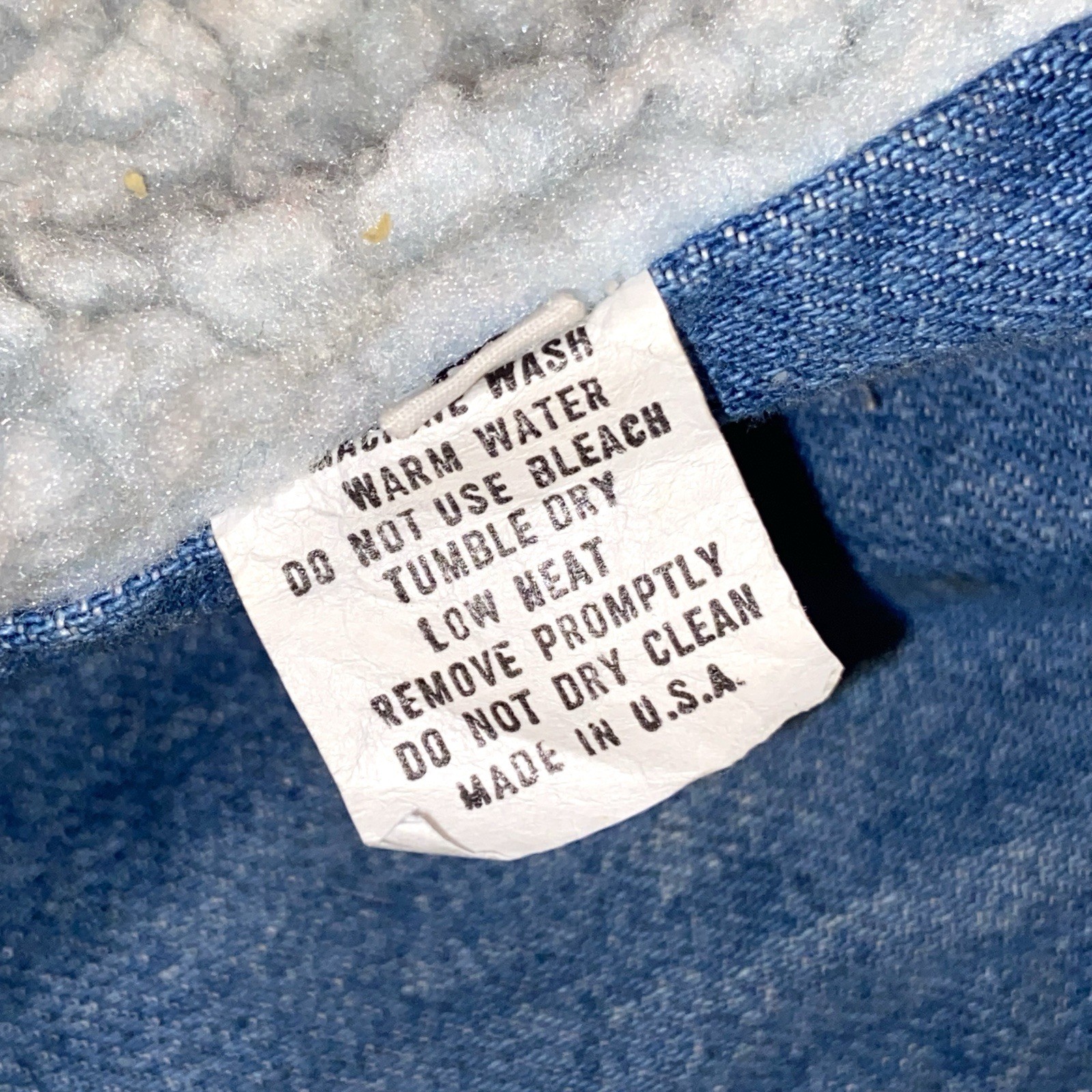 Vintage 90s Denim Duffle Coat Toggle Jacket Sherpa Lined Size M Made in USA