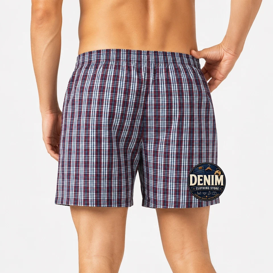 3 6 12 Pack Lot Men’s Premium Boxer Underwear Plaid Shorts Briefs Trunk Cotton