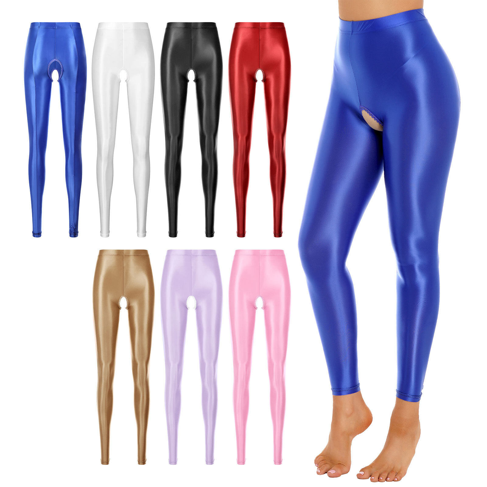 Womens Pantyhose Workout Trousers Elastic Waistband Pants Solid Color Clubwear