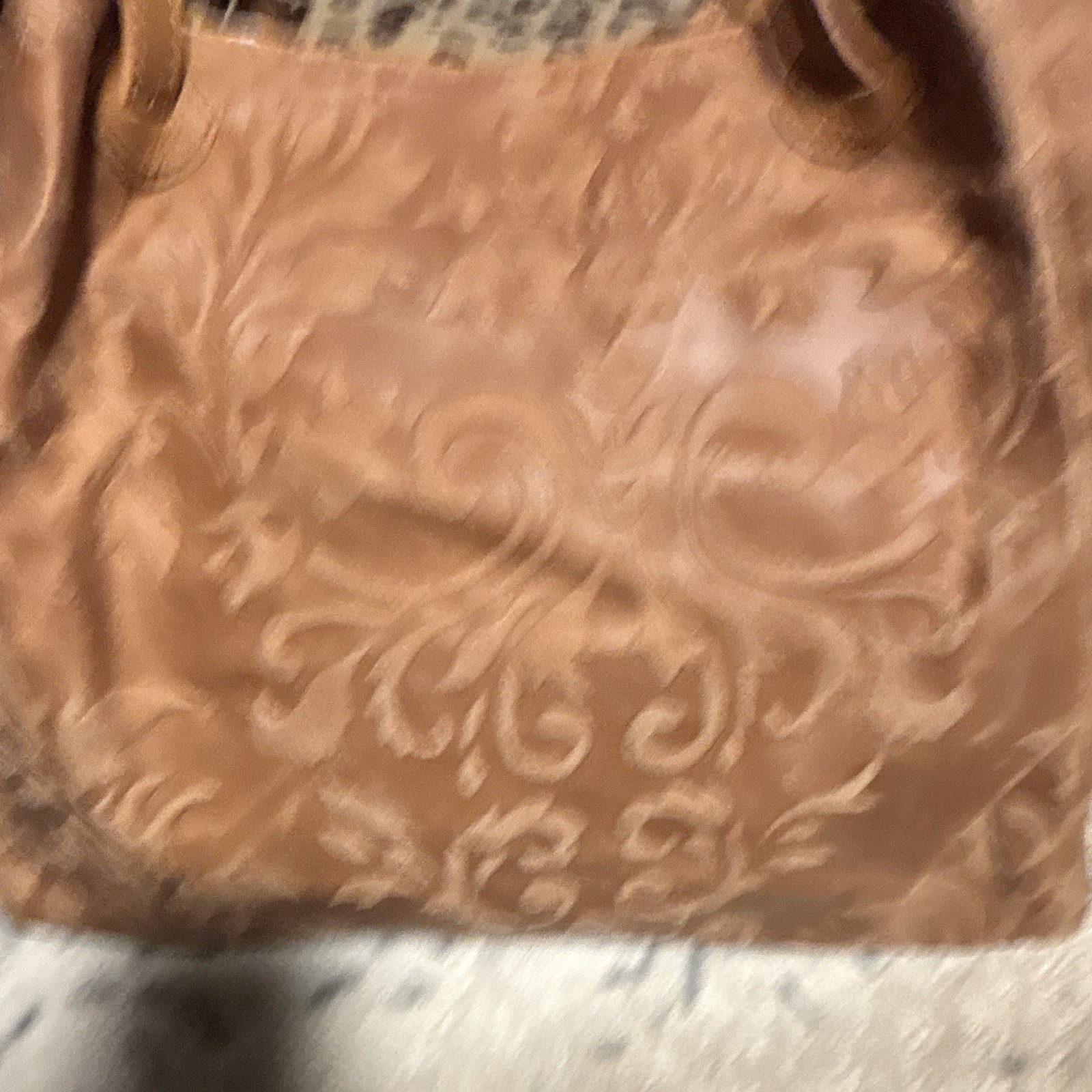 Lilium Firenze Brown Floral Embossed Satchel Top Handle Zip Detachable Strap