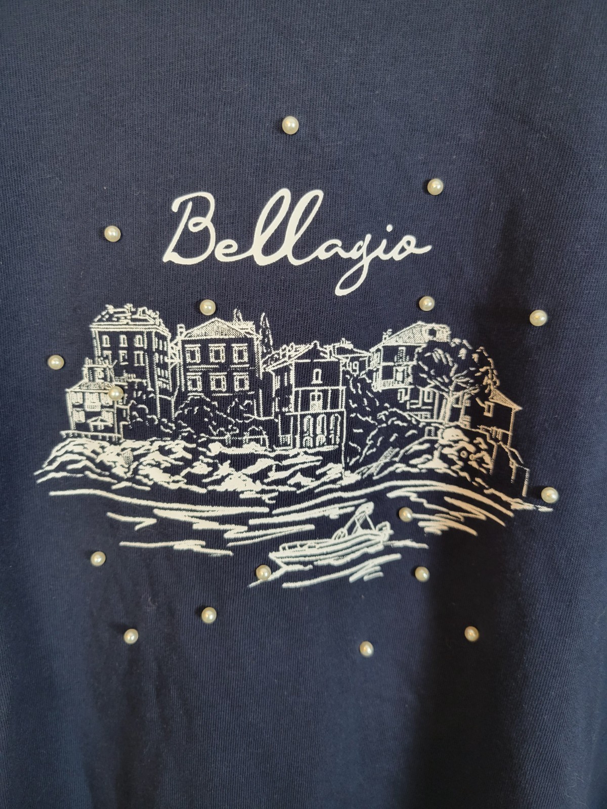 Talbots Plus Size Pearl Embellished Crewneck T-Shirt Size 2X Bellagio