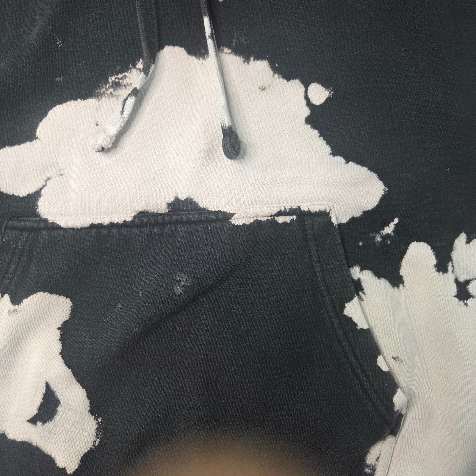 Killer Acid Bleach Dye Hoodie Medium Black White Graphic Skull Pullover