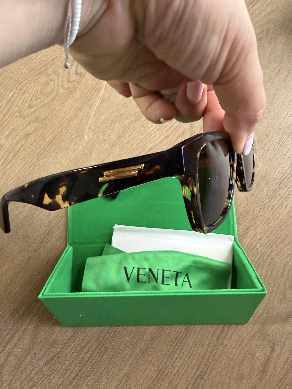 Bottega Veneta BV1120S Tortoise Square Brown Tinted Sunglasses 52-20-146