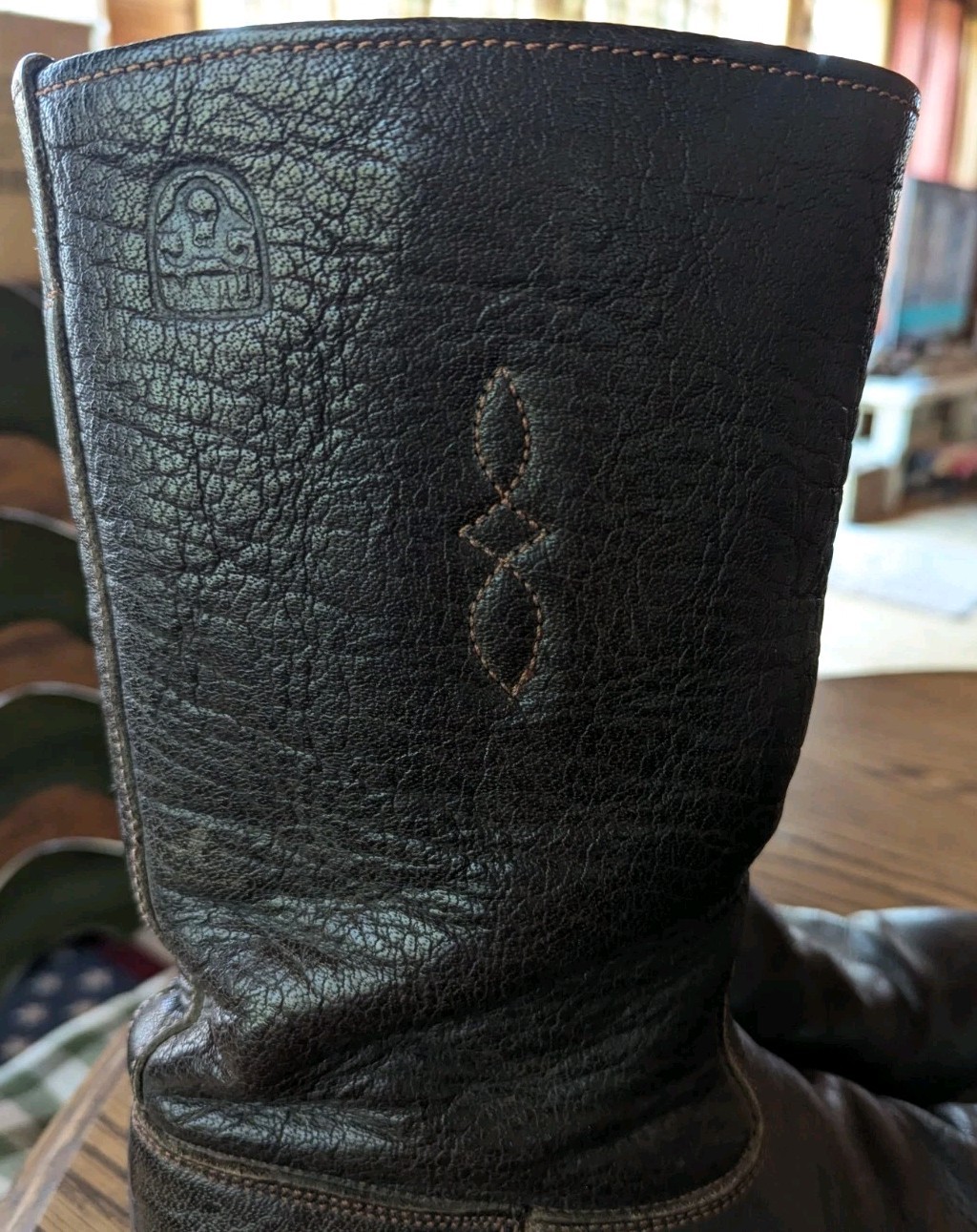 Arandu Argentina Handmade Brown Leather Riding Boots Tall 12.75″ T – 10″ L Foot