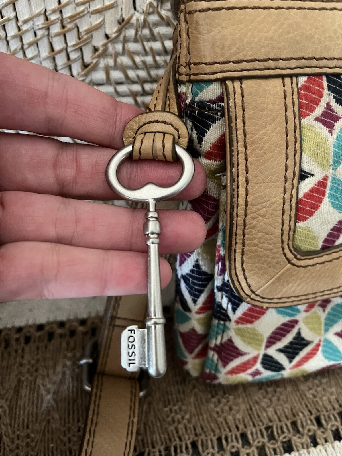 FOSSIL Maddox Shoulder Bag Or Crossbody, Turn Lock Front Zip Closure, Colorful