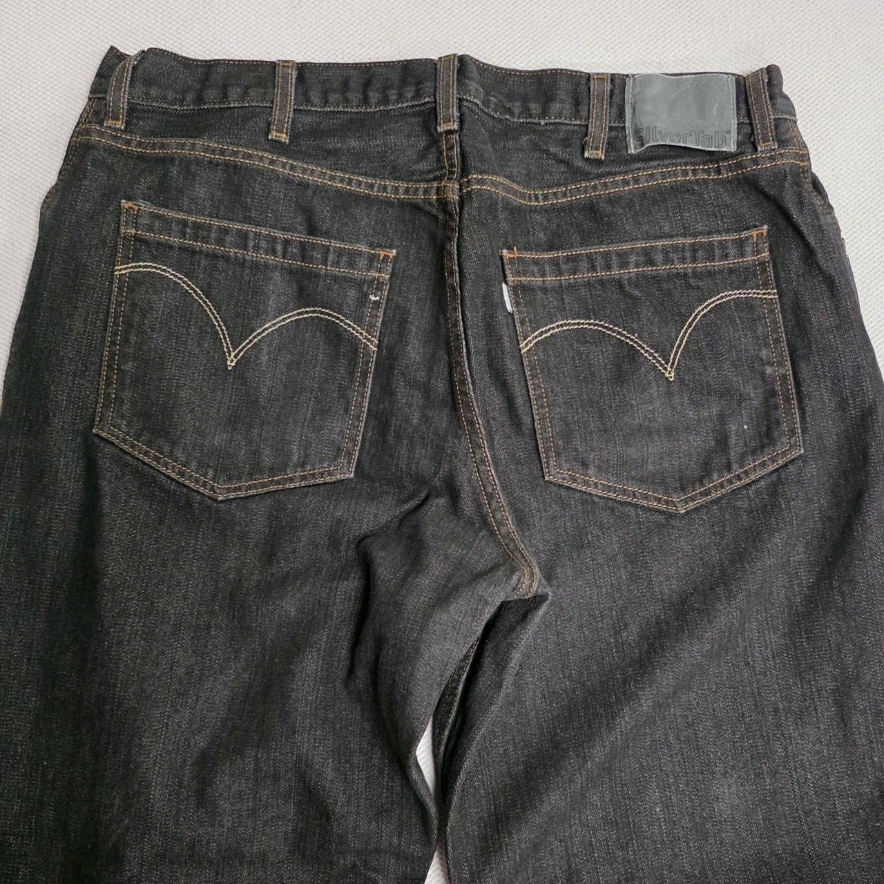 Levi’s Men’s Silvertab Black Denim Jeans Straight Leg Baggy Fit Dark 38×32