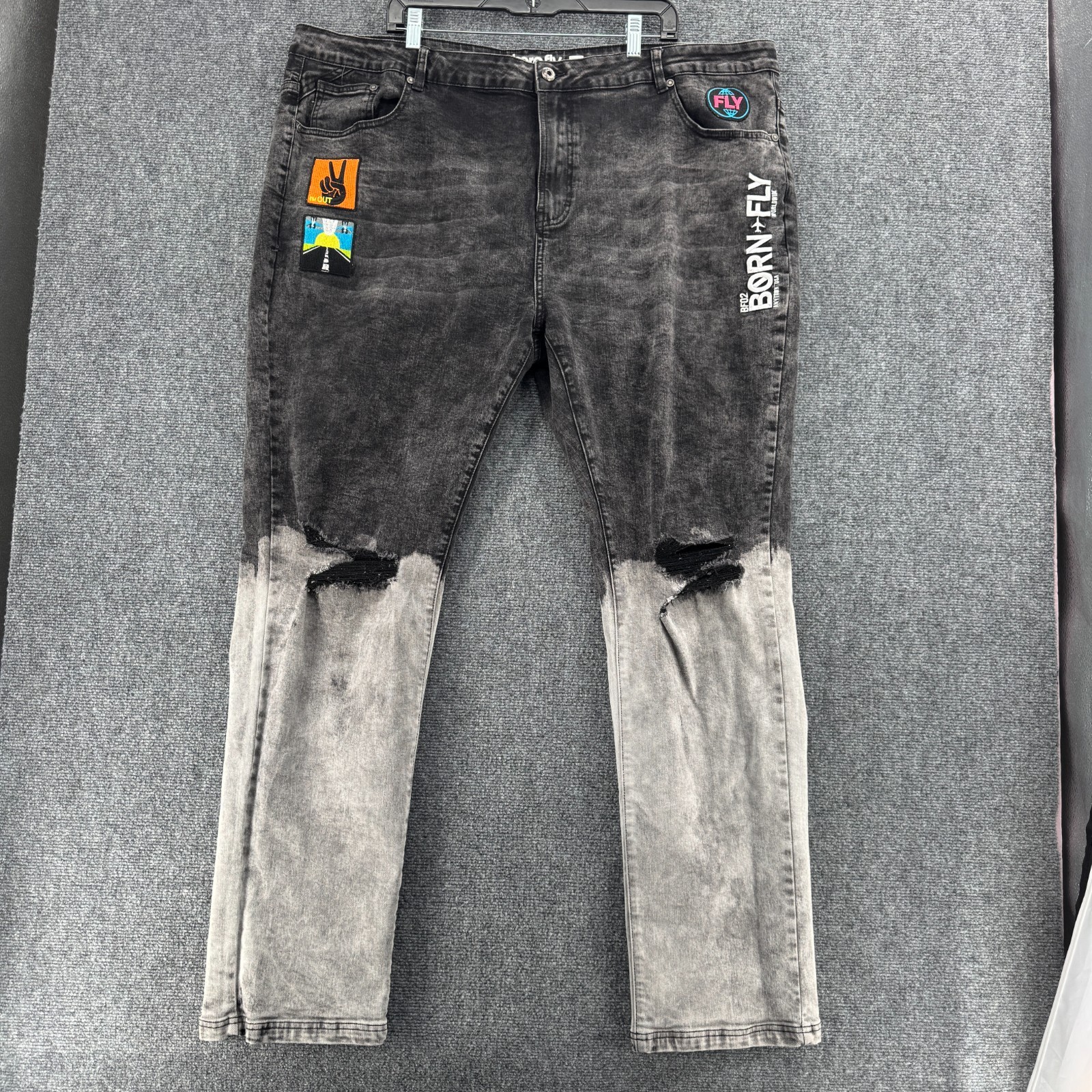 Born Fly Jeans Mens 46 X 33 Grey Denim Going Places Anytown USA
