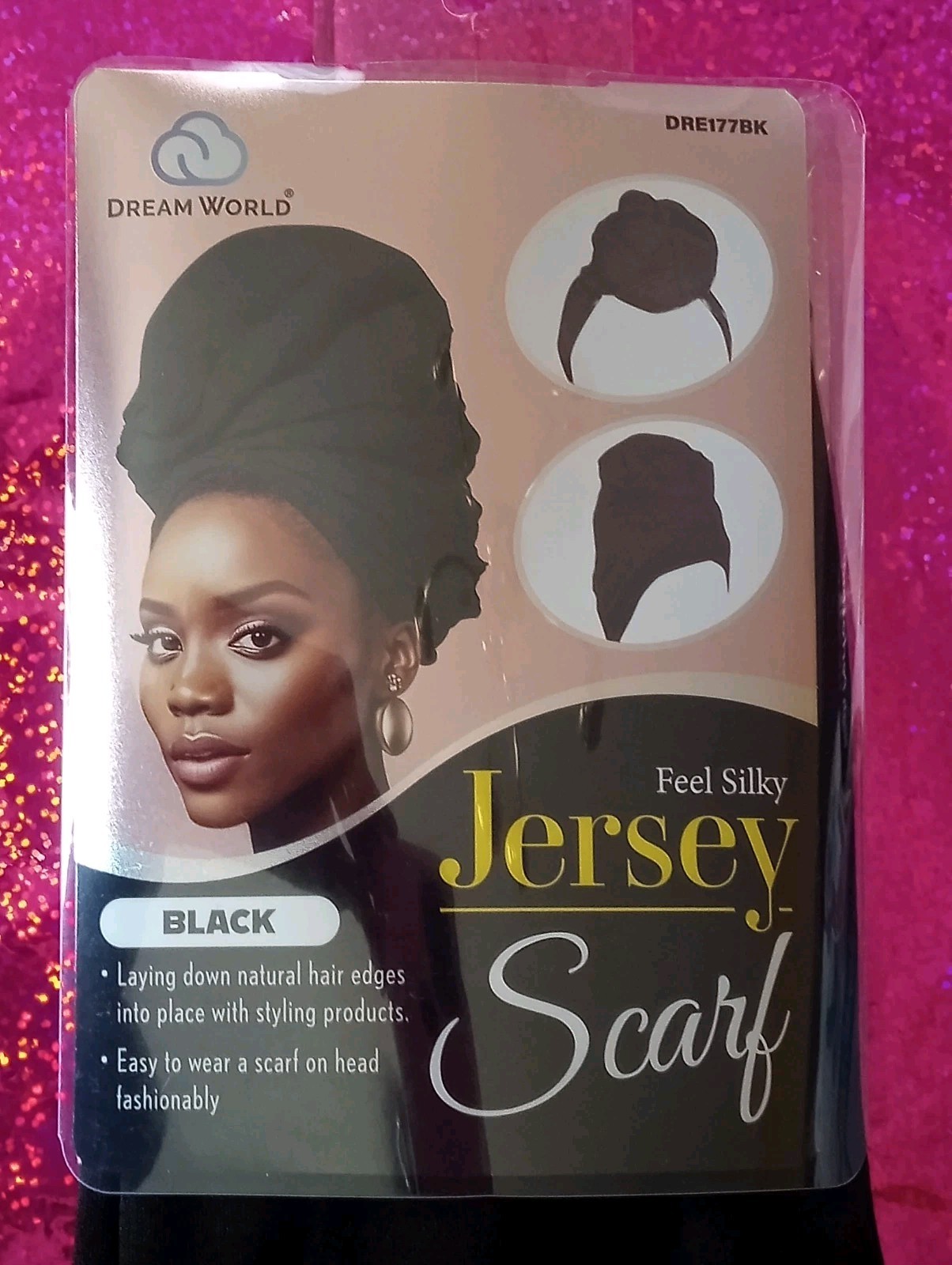 Dream World Silky Feel Jersey Scarf/Head Wrap, #DRE177BK, See Size Details Below