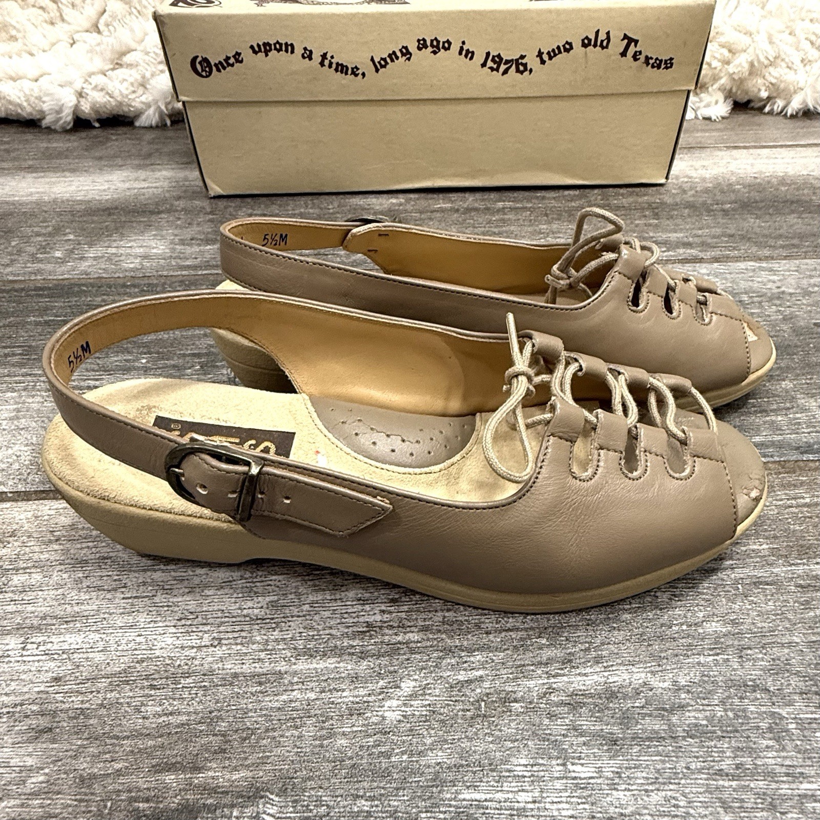 Vtg Boho Peasant SAS Mocha Ghillie Sandals 90’s Women’s 5.5 M Open Walking Shoes