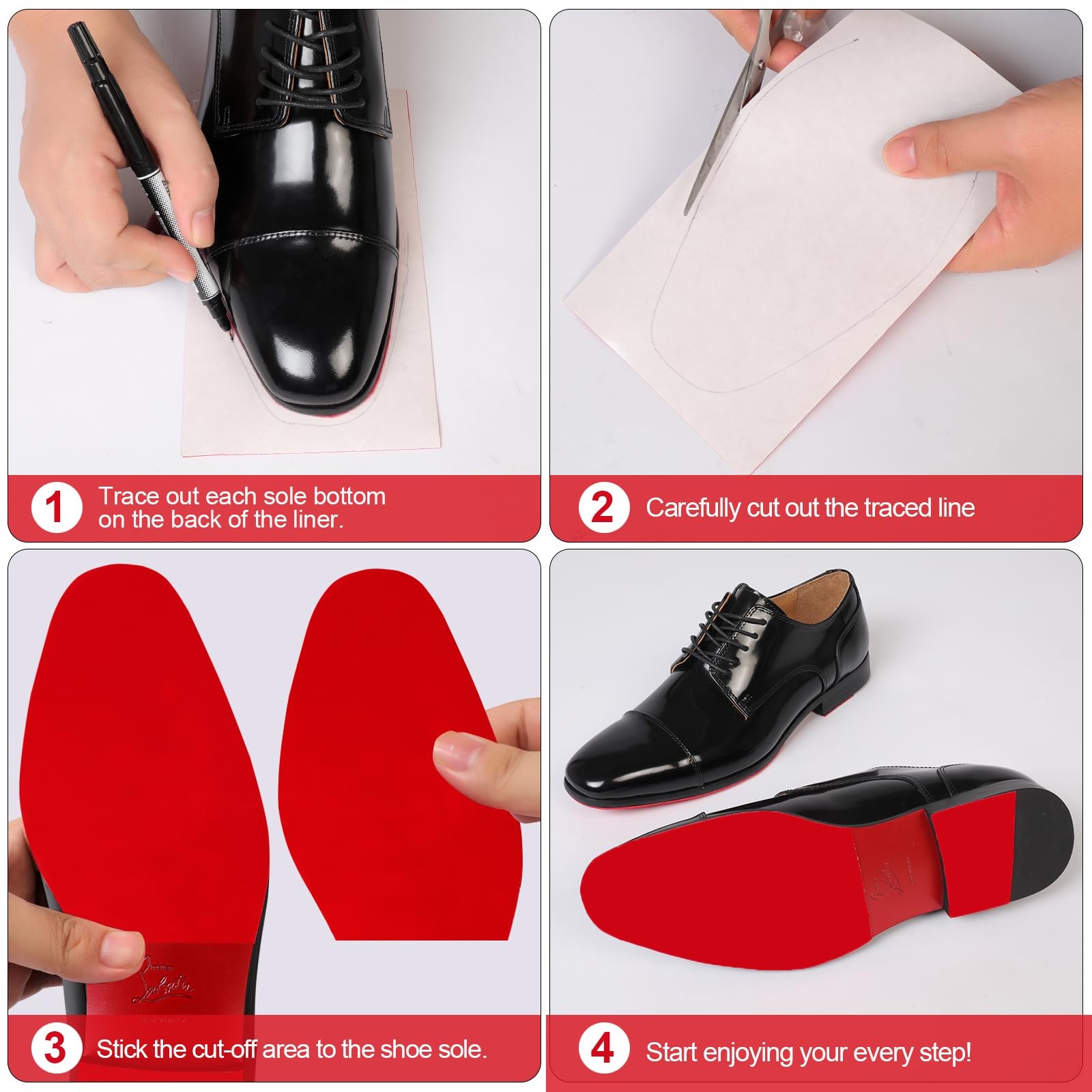 39 in Red Bottom Shoe Protector for Christian Louboutin Heels, Self-Adhesive Sol