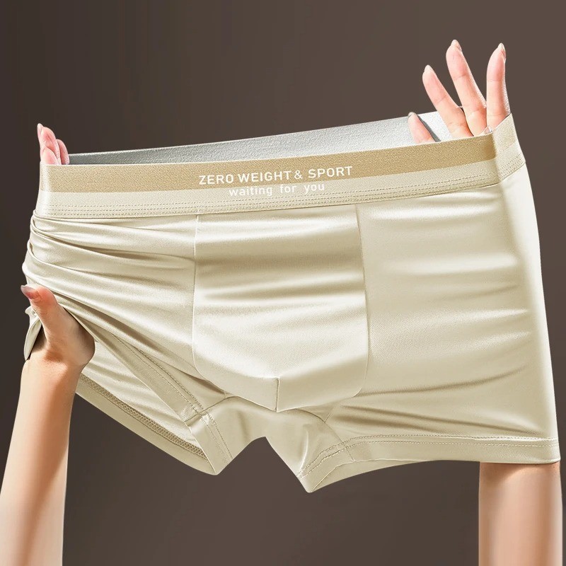 4/1 PCS Men’s Ice Silk Underwear Breathable Boxer Shorts Seamless Soft Briefs
