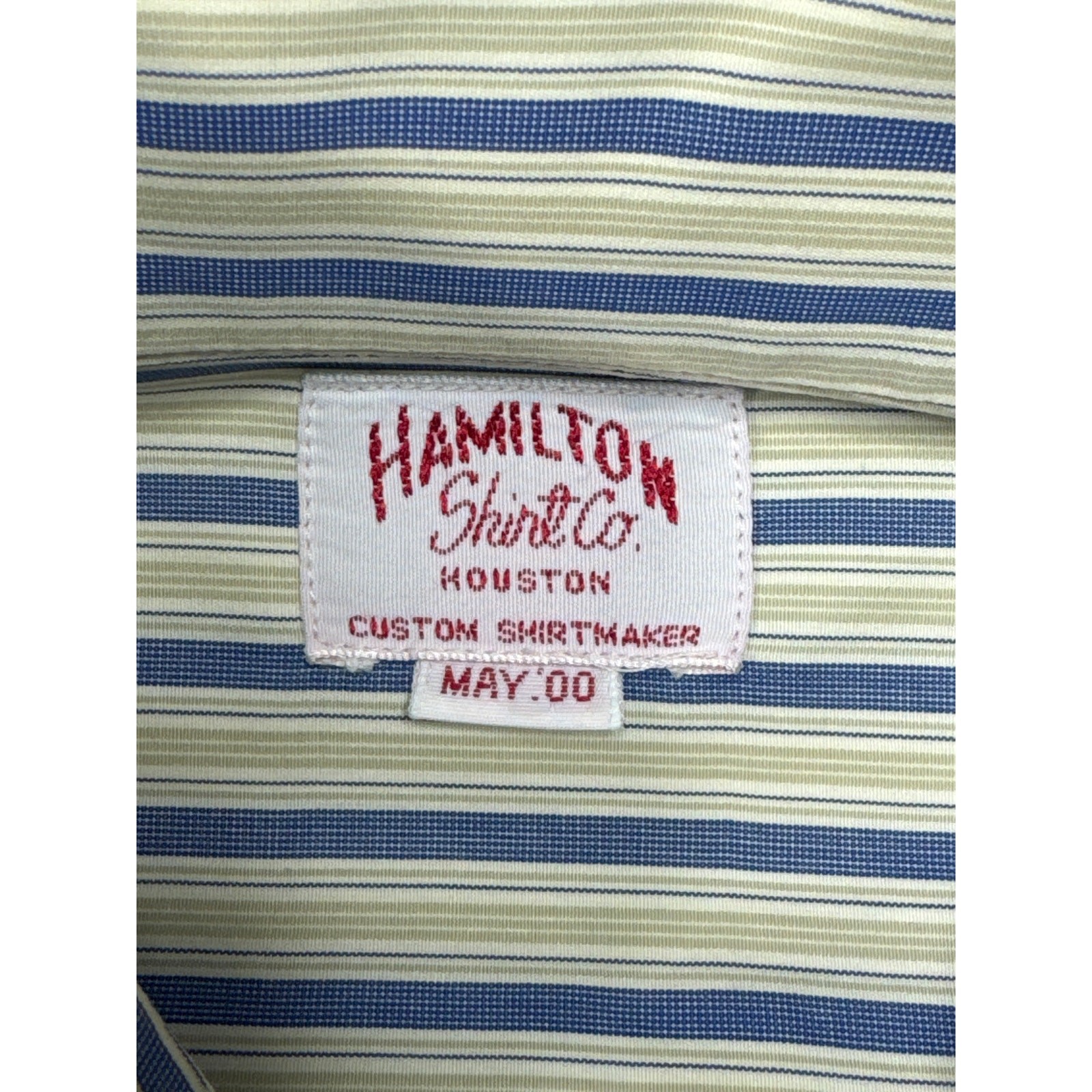 Hamilton Shirt Co. May ’00 Men’s Long Sleeve Blue Yellow Striped Dress Shirt -XL