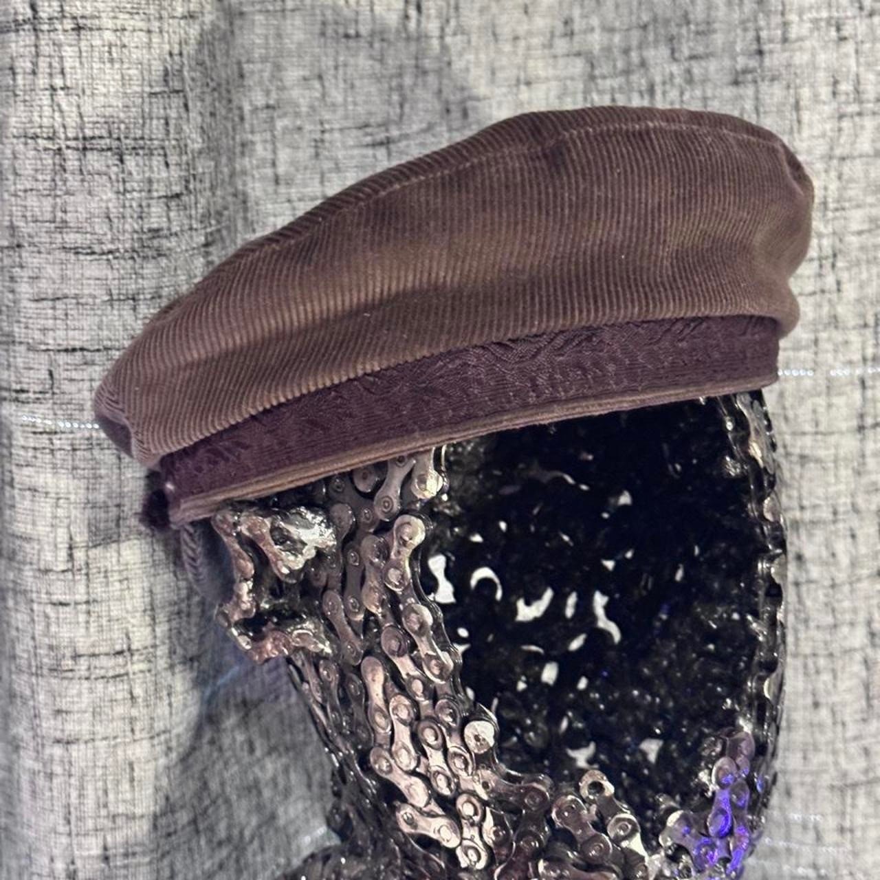 Brown Vintage corduroy mariner flat cap with braided trim details