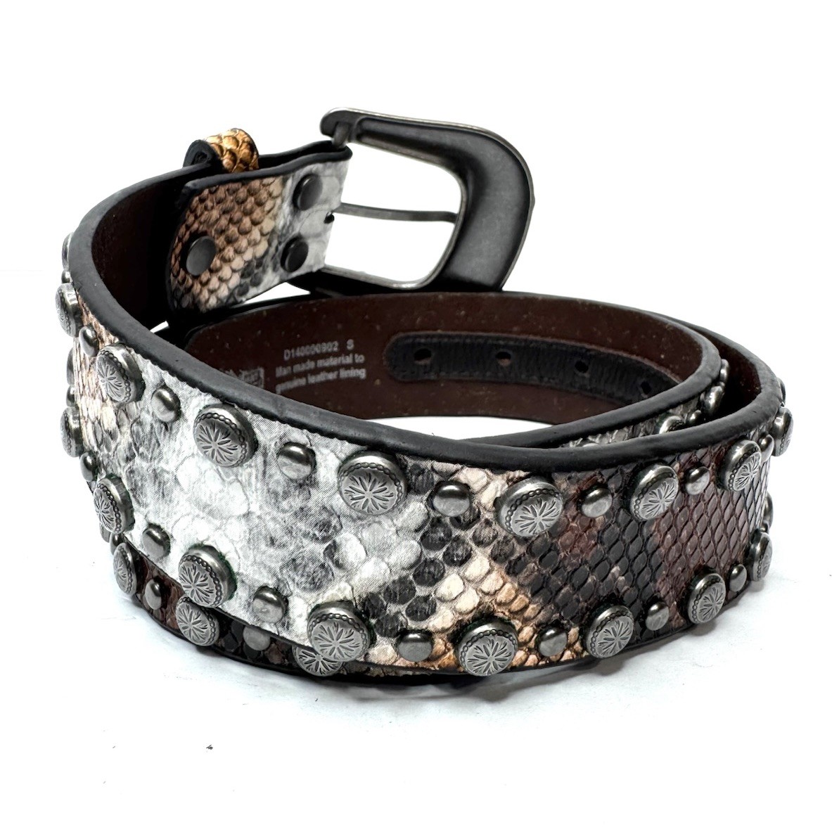 Angel Ranch D140000902 Womens Python StudsEdge Western Belt Multi- S Size