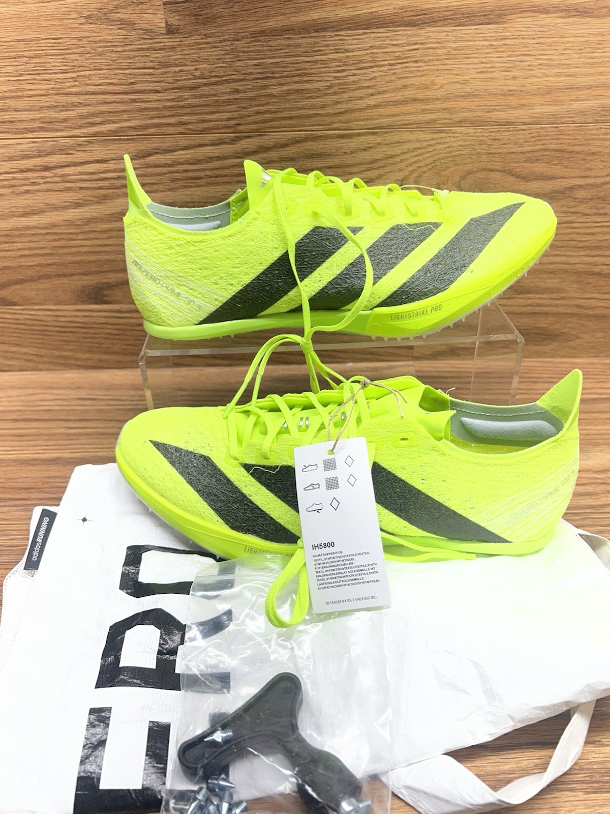 adidas Adizero Prime SP 3 Track Spikes Lucid Yellow Black Men’s Size 7.5 IH5800