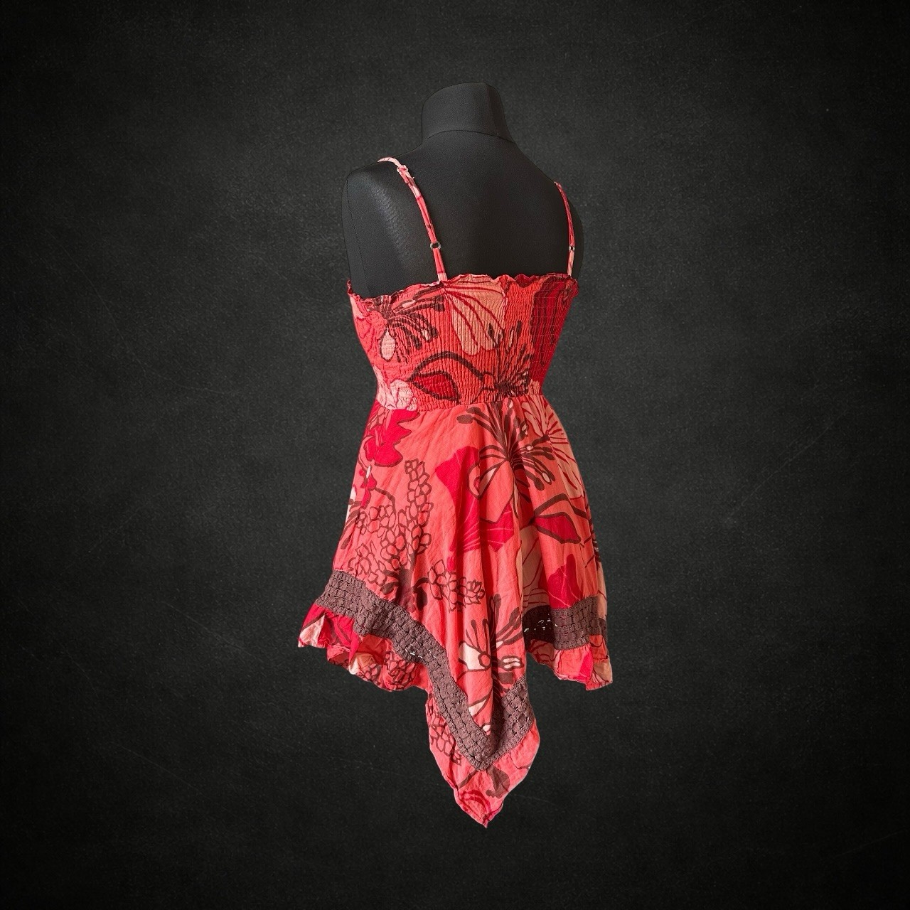 Joe Browns Womens Y2K Asymmetrical Cami Top 10 Red Coral Floral Fairy Festival