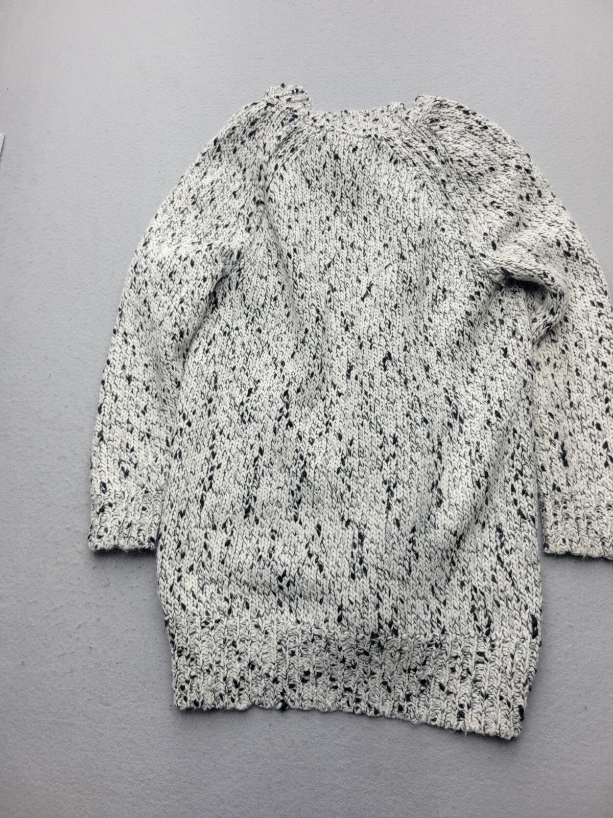 J Crew Women Coatigan Large Black White Sweater Birdseye Pockets Buttons Casual