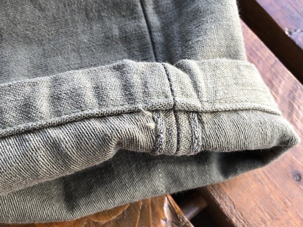 SAMURAI JEANS SJ52BP 15oz HEAVY BACK SATIN BAKER PANTS Olive One-washed