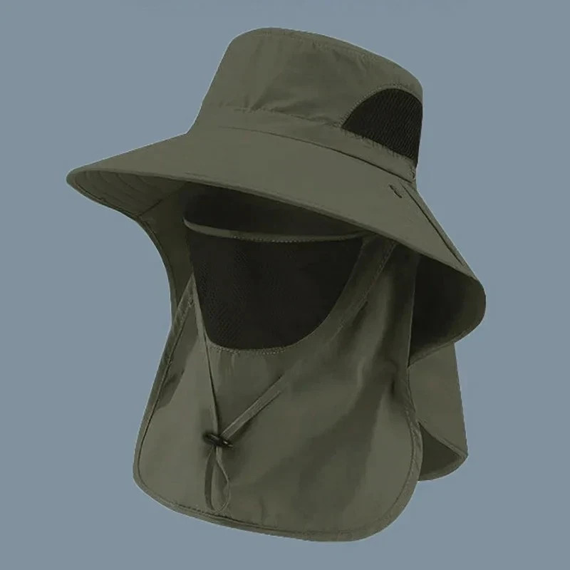 Wide Brim Sun Hat with Neck Flap – UV Protection Fishing & Hiking Cap