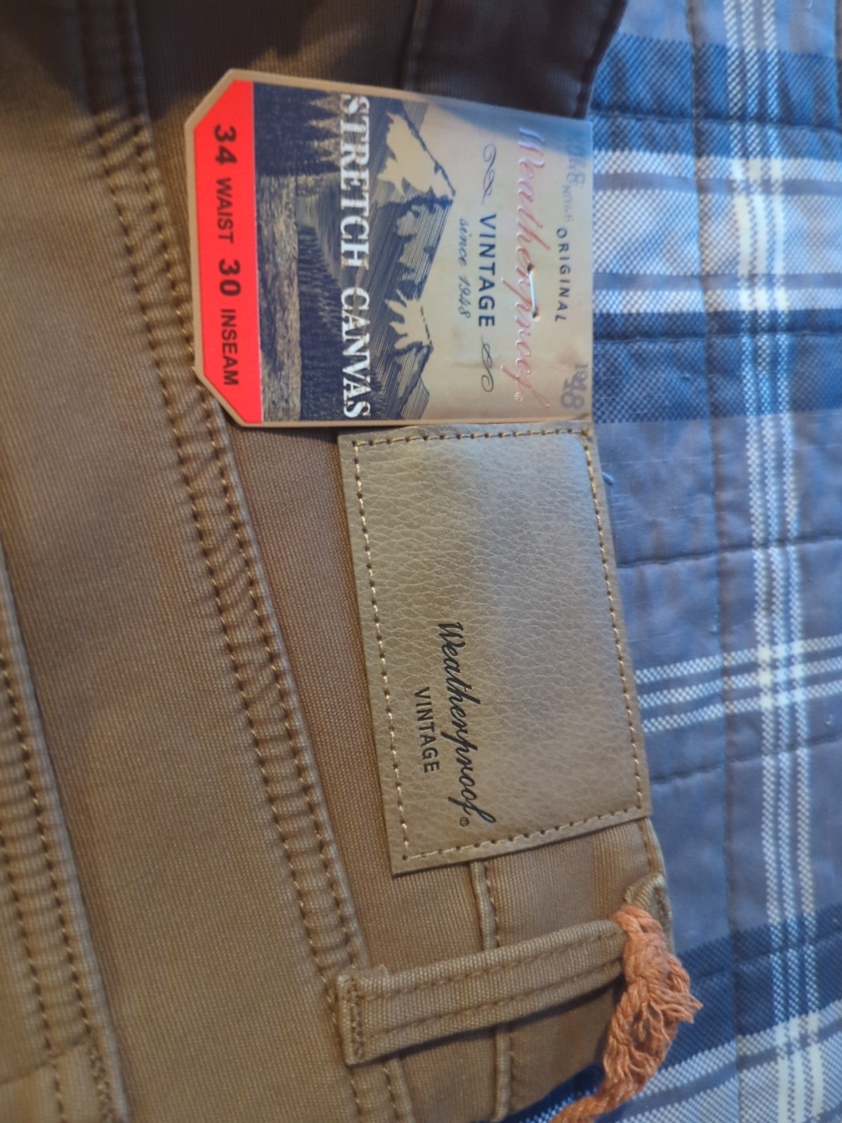 Weatherproof Vintage Men’s Fleece Lined Jeans 34×30 Brown Stretch Canvas 1078078