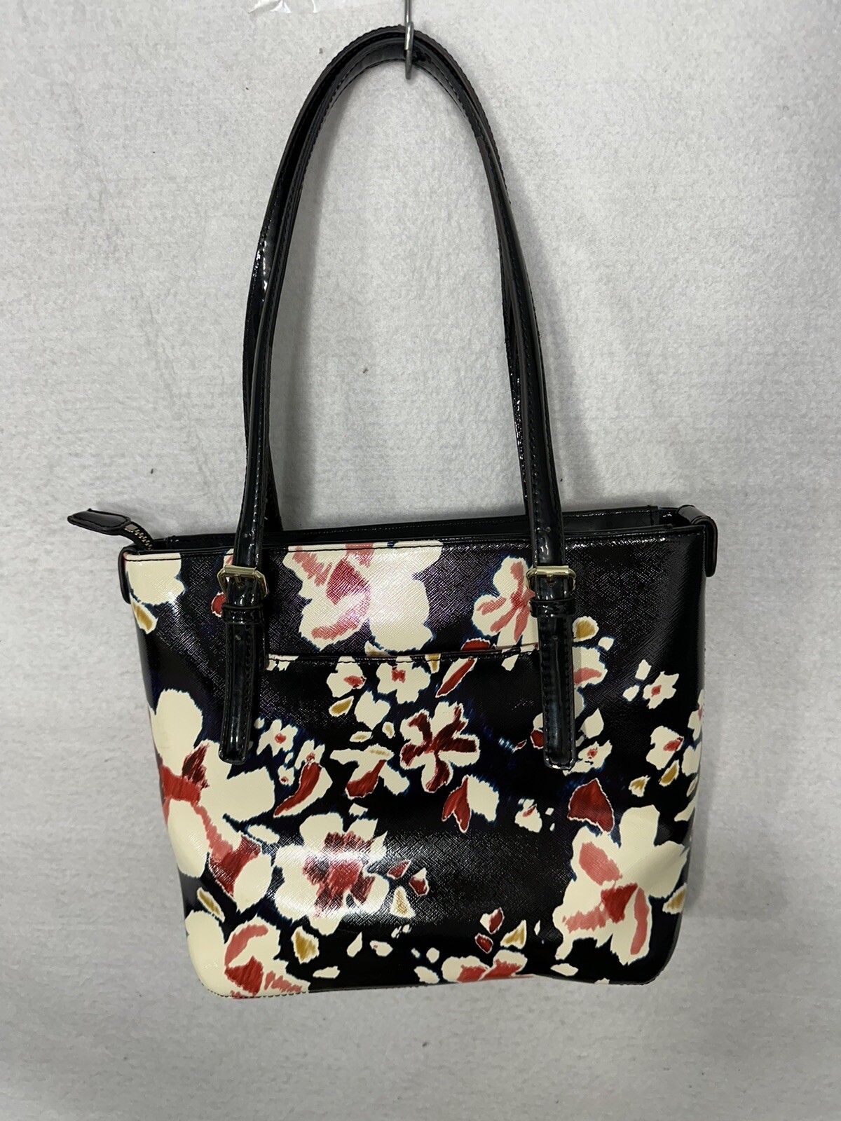Anne Klein Shoulder Tote Bag Black Multi-Color Floral Purse Medium Adjustable