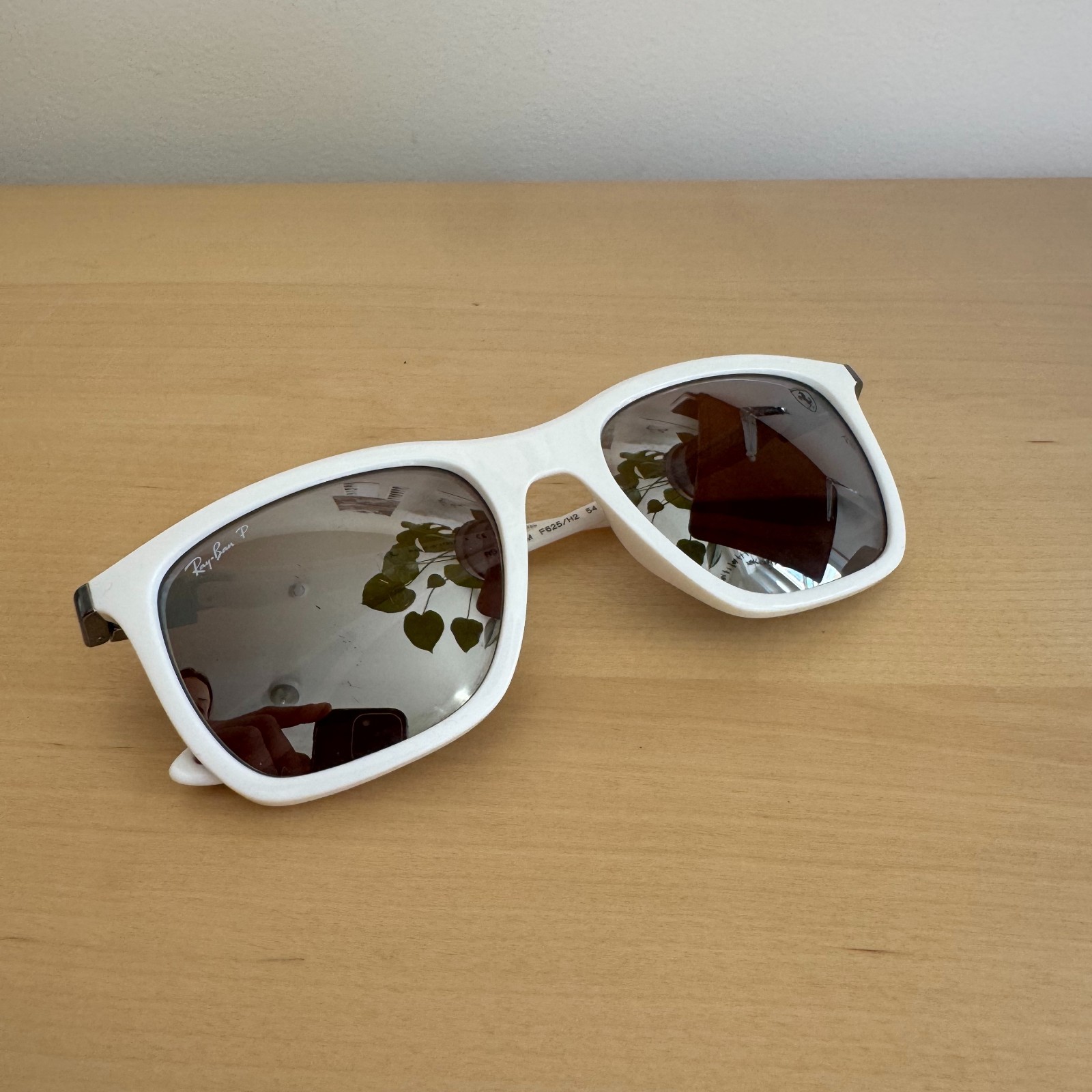 Ray-Ban RB4433-M Scuderia Ferrari Leclerc Edition White Polarized Sunglasses