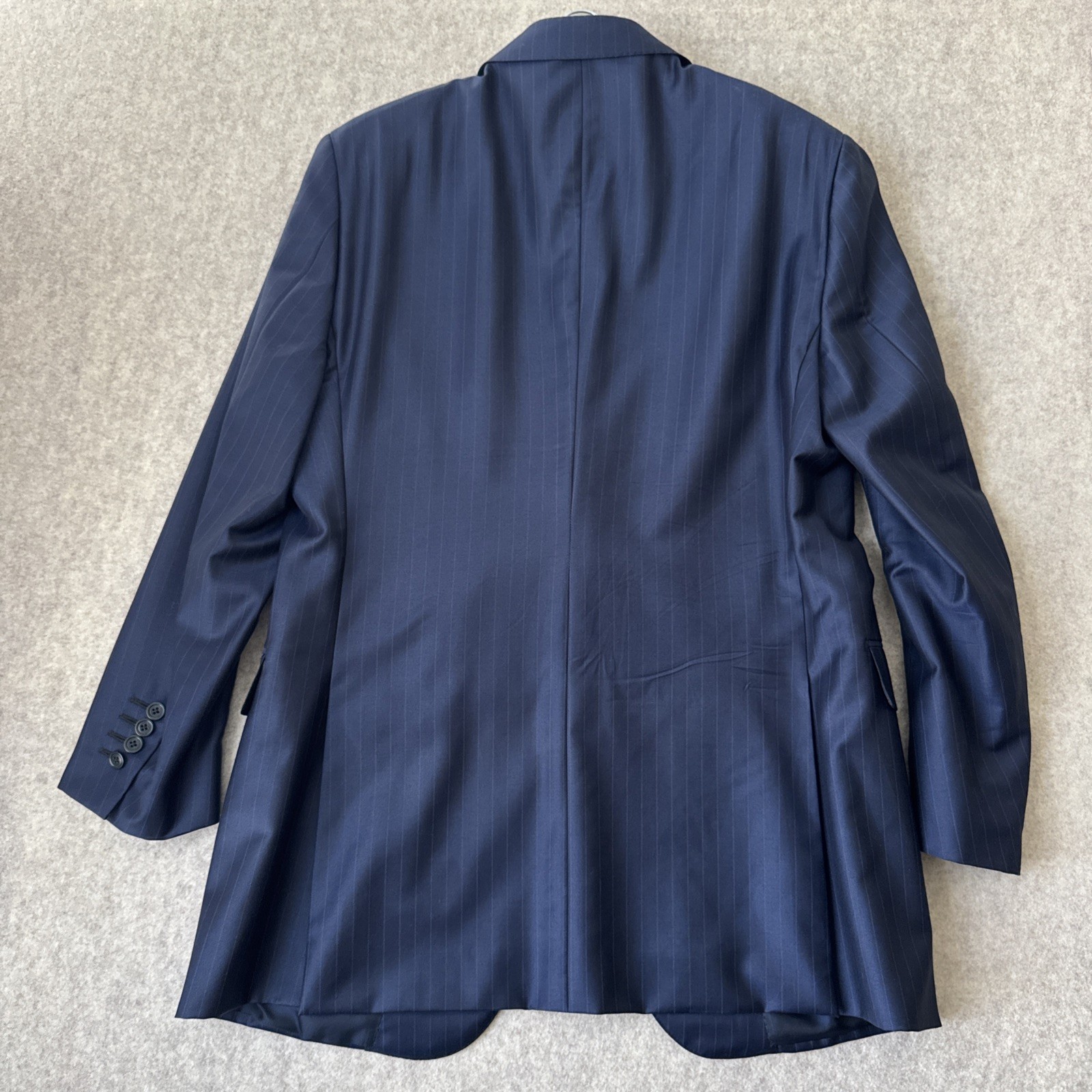 Ermenegildo Zegna Trofeo Suit Mens 54L Blue Pinstriped Wool 36×32 Tailored Fit