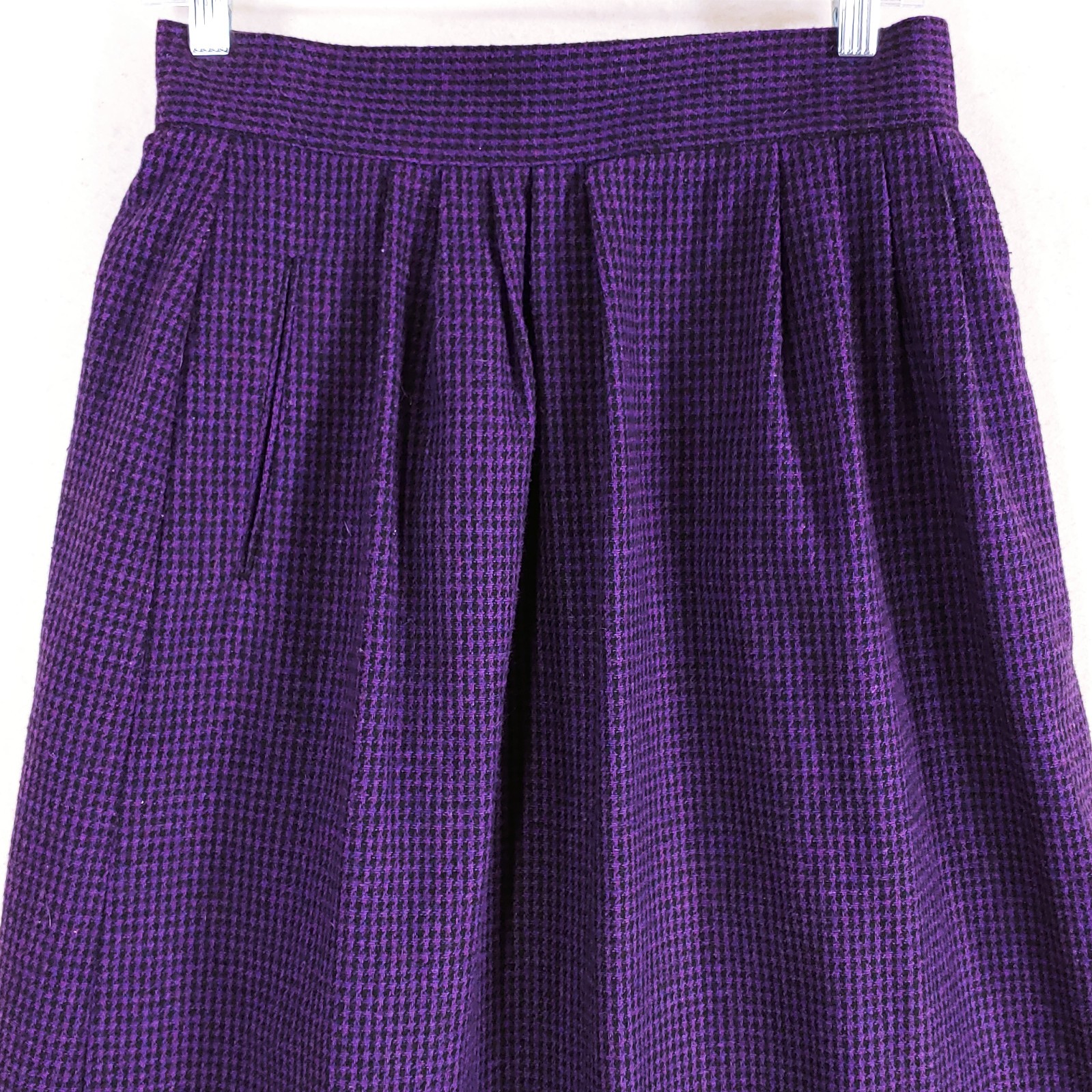 Norton Mcnaughton Tweed Skirt Womens S 10UK Plaid Purple Wool Poly Pleated Lined