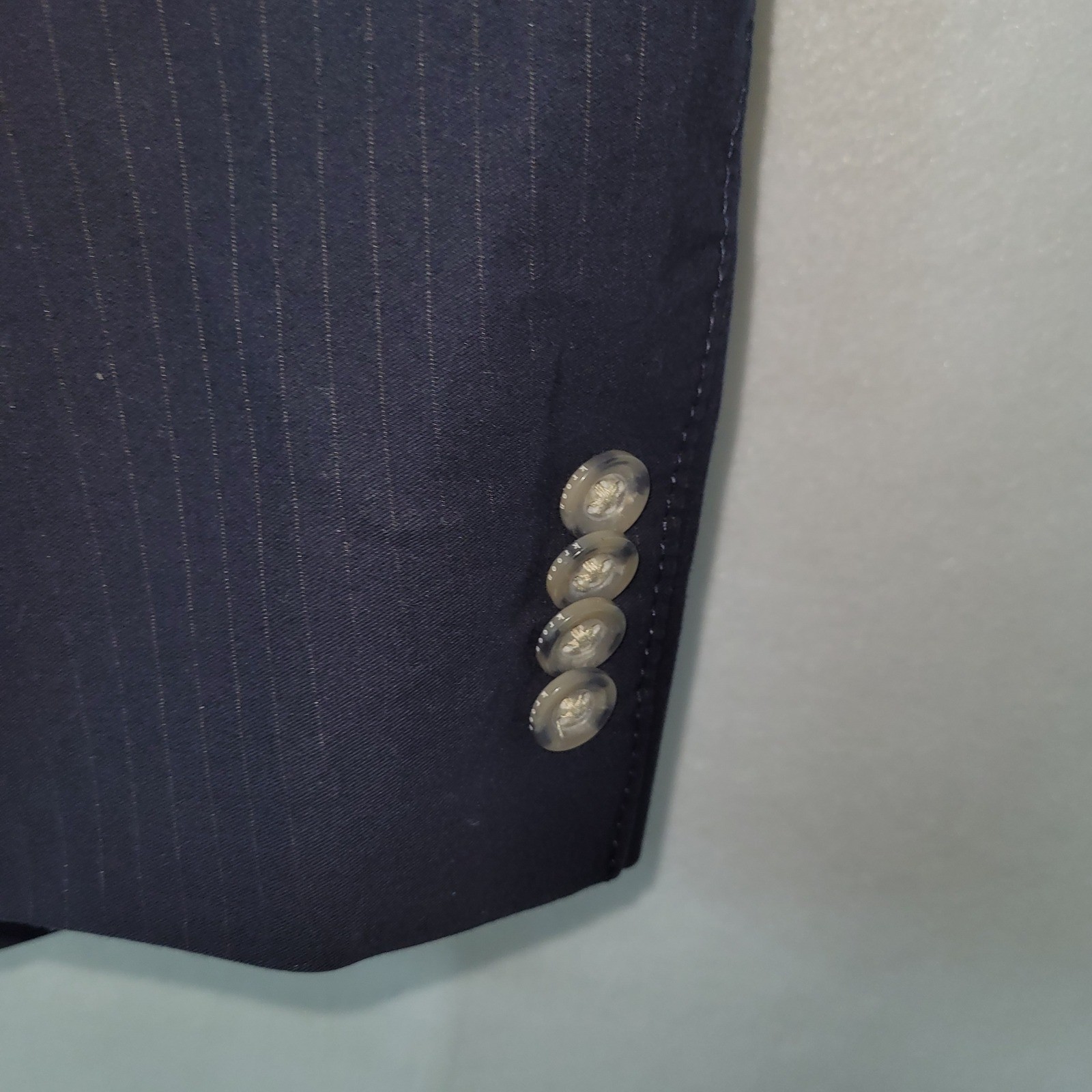 Kroon Navy Pinstripe Jacket Blazer Mens 42R Cotton Blend Unstructured Sport Coat