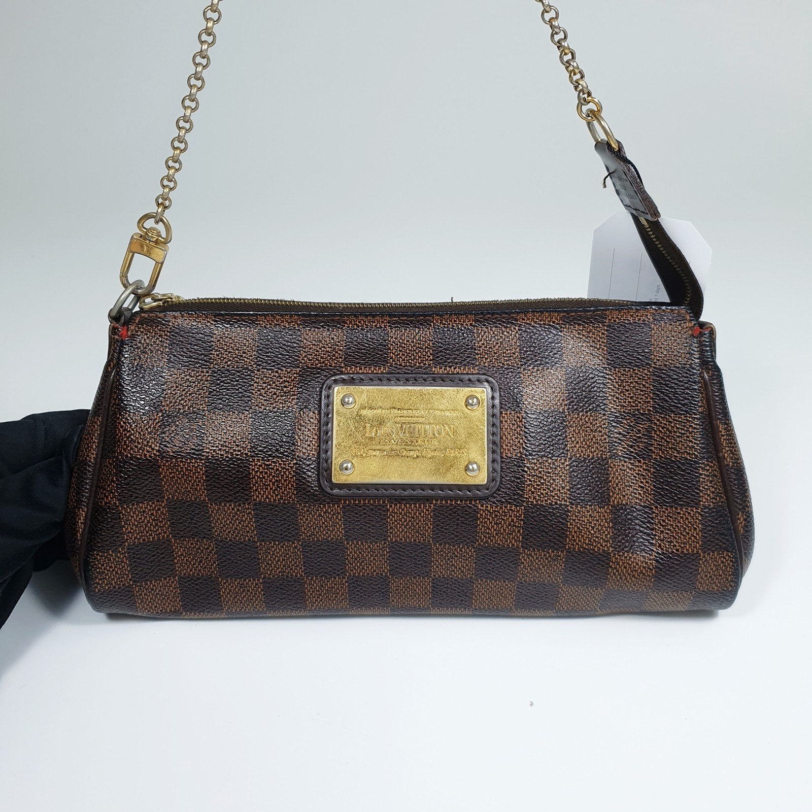 NO TARIFF Auth Louis Vuitton Eva Clutch Damier Ebene N55213 No Shoulder CLA969
