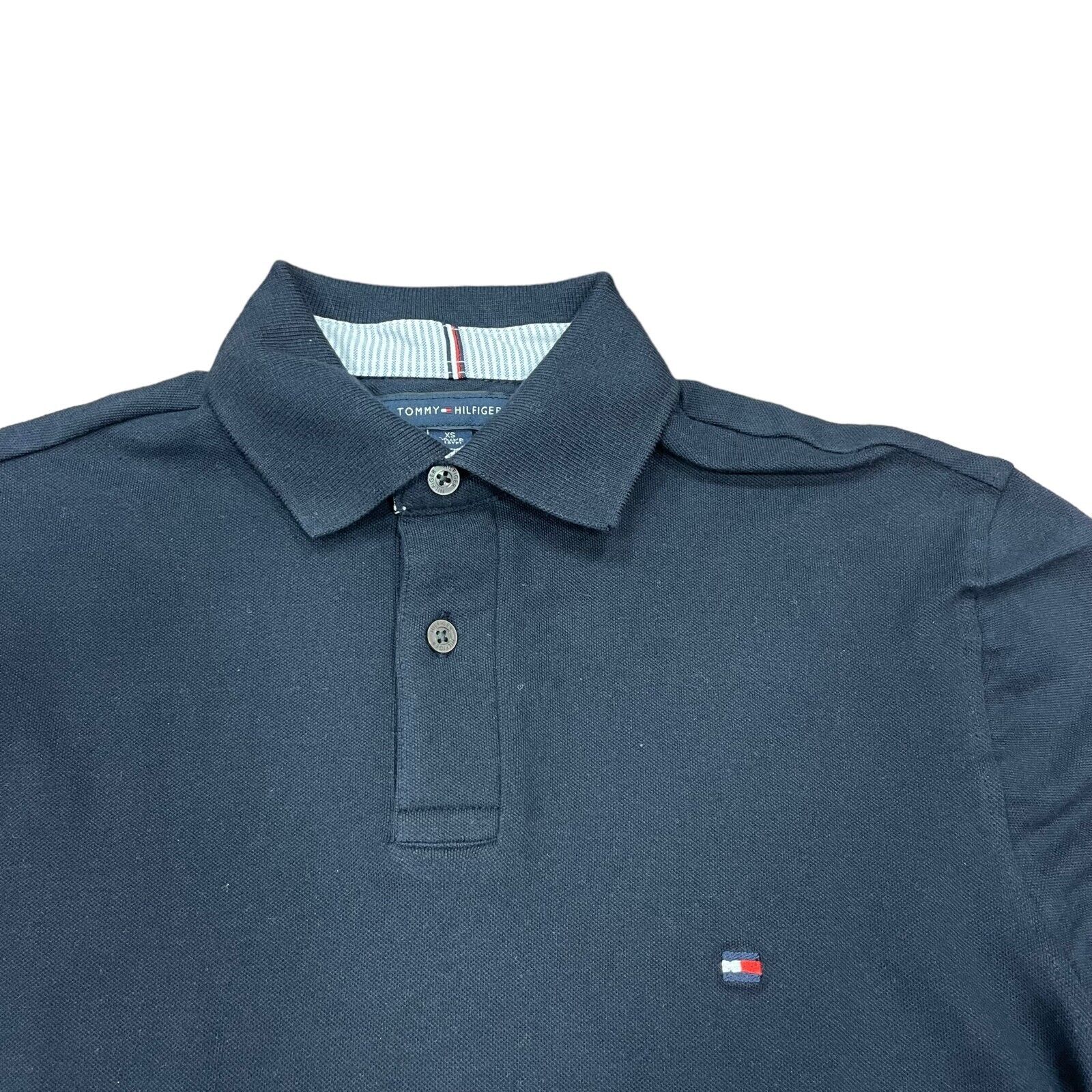 Tommy Hilfiger Mens Regular Fit Solid Stretch Cotton Mesh Long Sleeve Polo Shirt