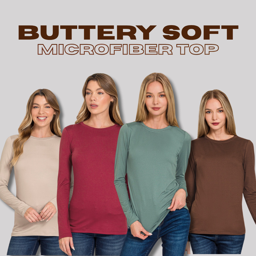 Buttery Soft Brushed Microfiber Crew Neck Long Sleeve Top Warm Layering T-Shirt