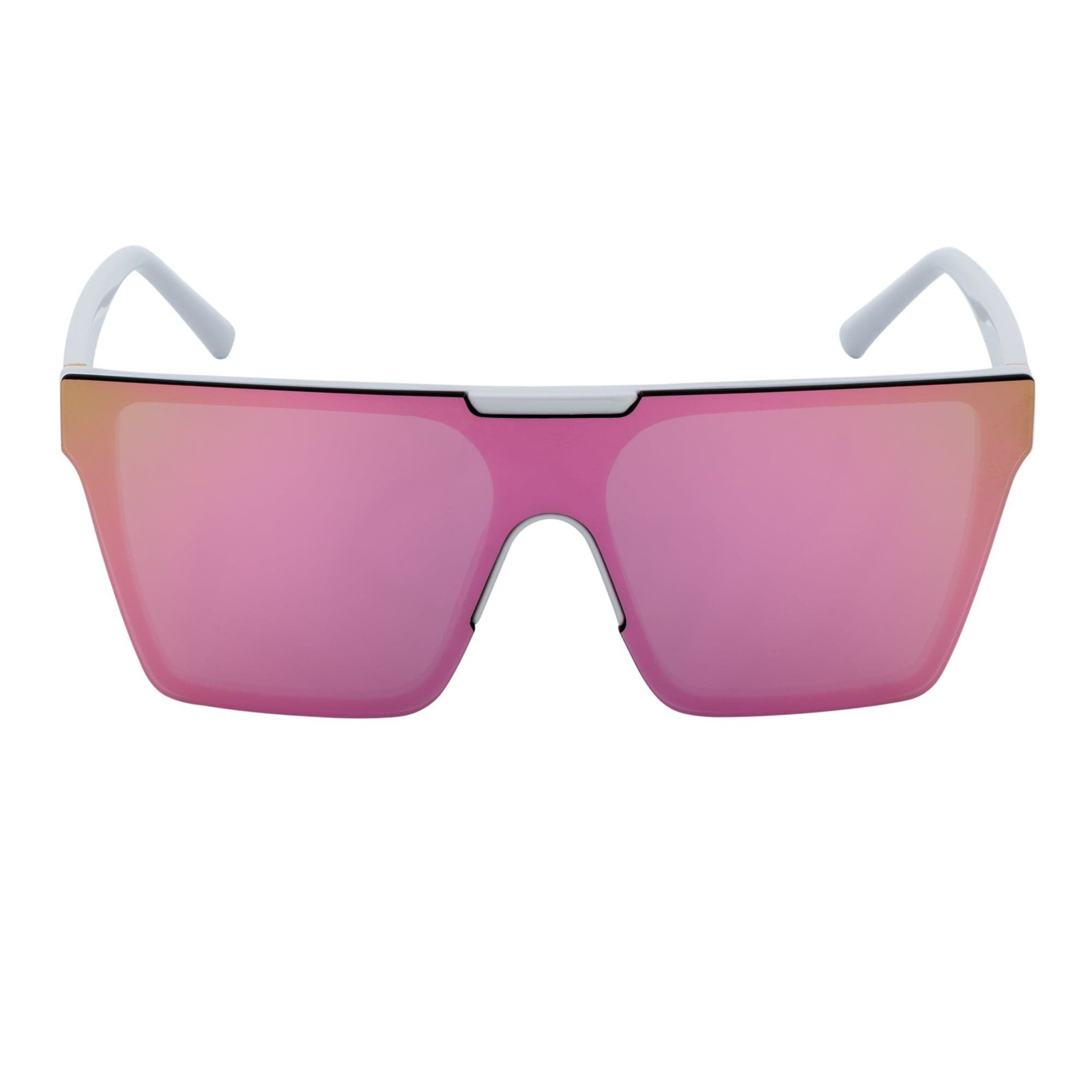 ELECTRIC – Large Rimless Rectangle Shield Sunglasses White Pink Mirror