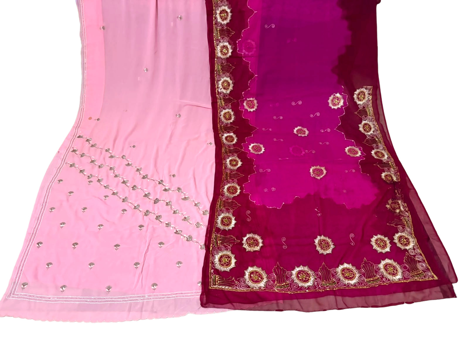 Indian Saree Vintage Dress Women Wrap Home Decor Used Drape Sari Lot of 2 Pcs