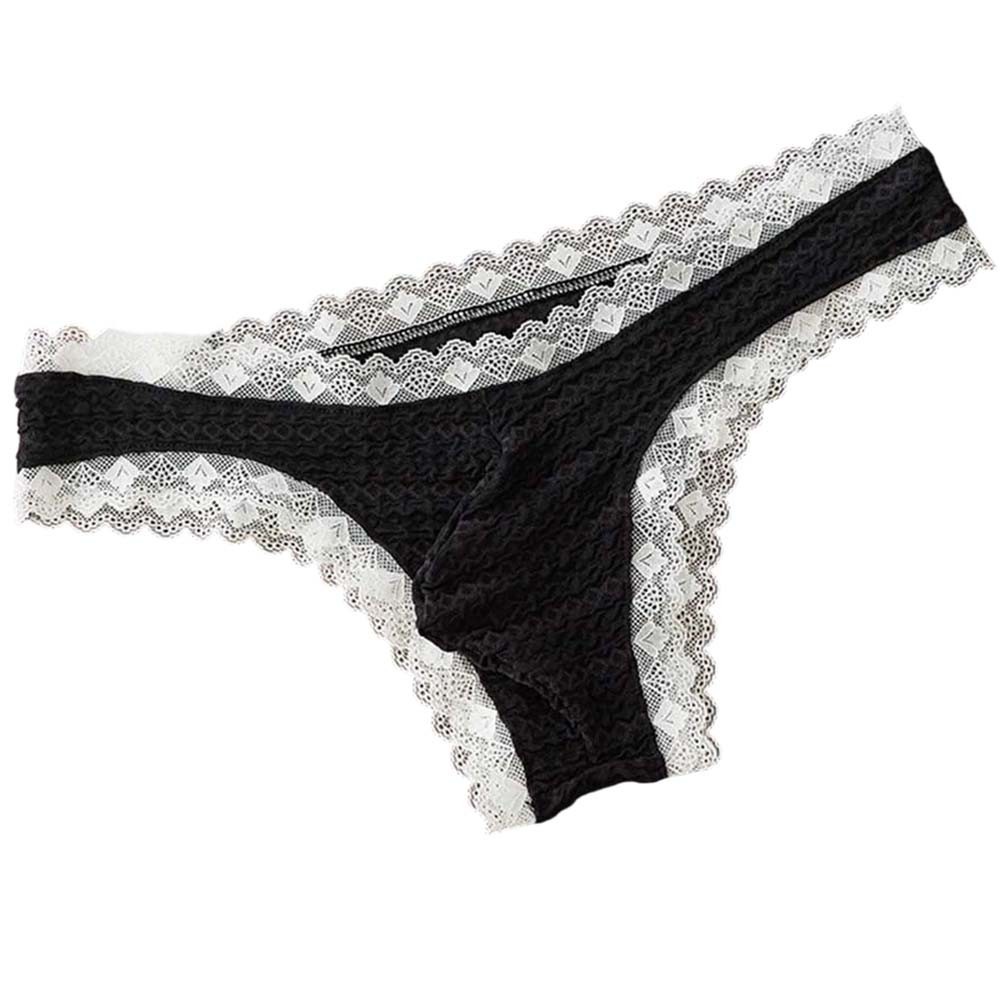 Sexy Contrast Pattern Intimate Wear Men’s Lace Briefs 90%Nylon+10%Spandex