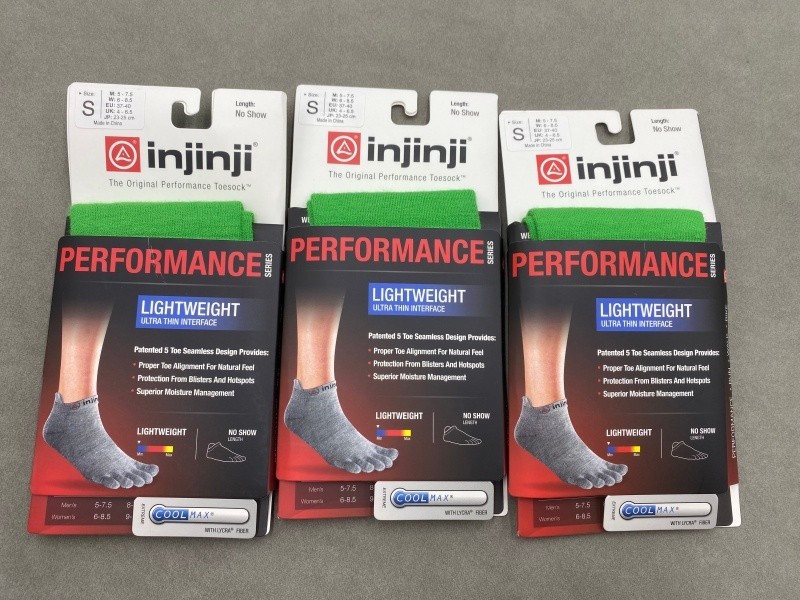 Injinji Performance Lightweight Thin No Show Toe Socks 3 Pack Women’s Size S