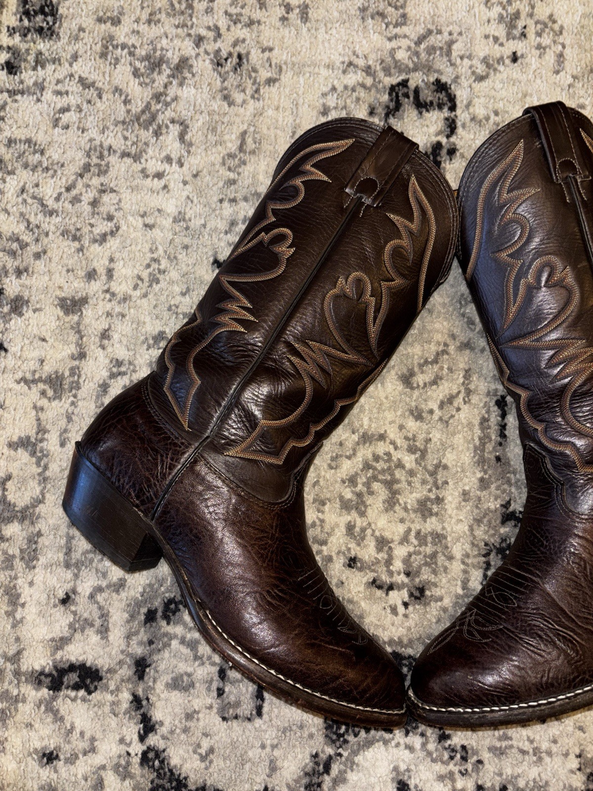 Larry Mahan Nocona Texas Brown Bullhide Leather Mens Size 10 XE Cowboy Boots