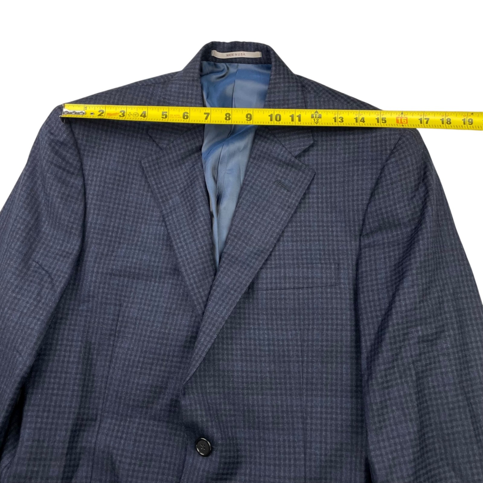 Hickey Freeman Men’s Flannel Wool 2-Button Blazer Blue Check Plaid • USA • 38R