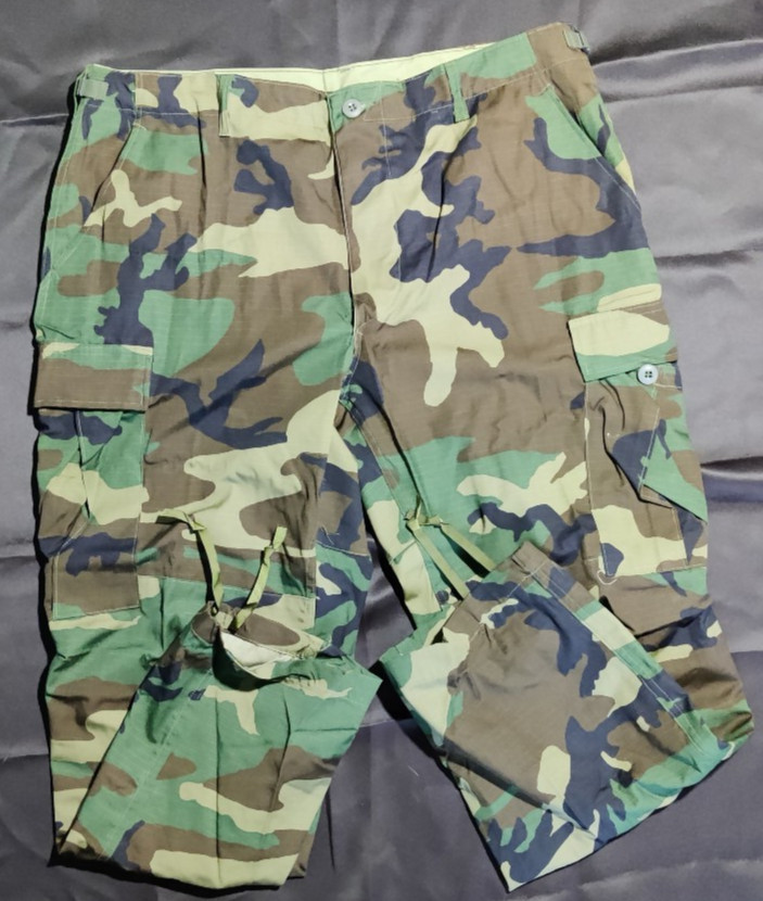 Genuine US Military Woodland BDU Ripstop Trousers M81 Deadstock XL – 100% Cotton