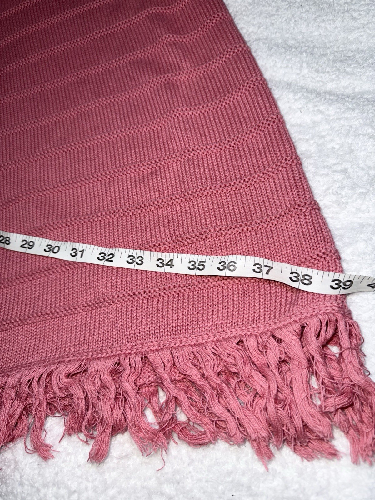Jeanne Pierre LARGE Poncho Pullover Cotton Cape Cowgirl Textured Pink Fringe