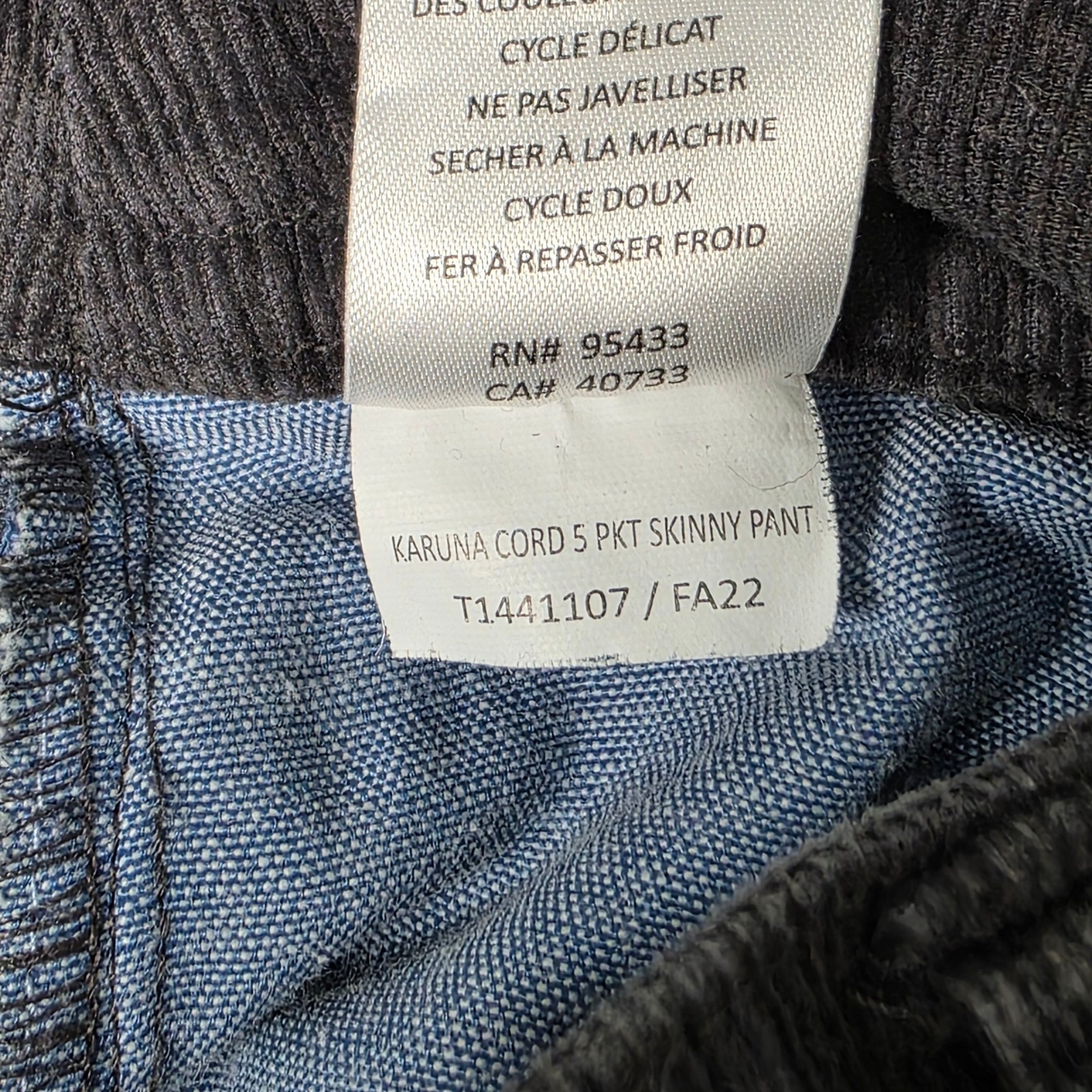 Toad&Co Corduroy Pants Womens 8 Charcoal Grey Organic Cotton Hemp Straight Leg